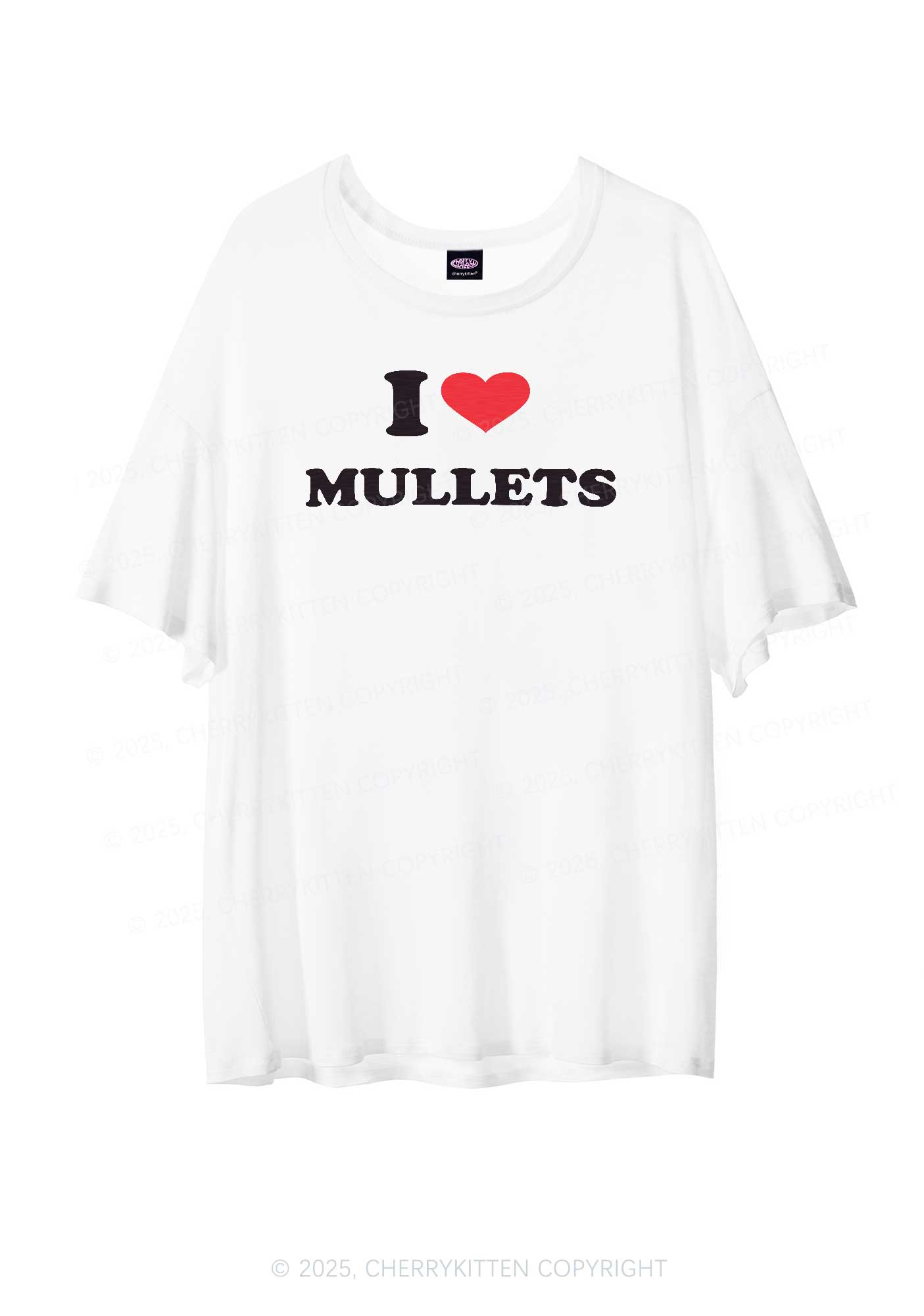I Love Mullets Y2K Sheer Boyfriend Tee Cherrykitten