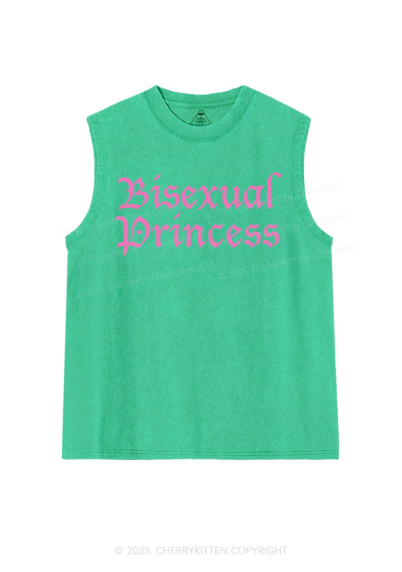 Bisexual Princess Pride Y2K Washed Muscle Tank Cherrykitten