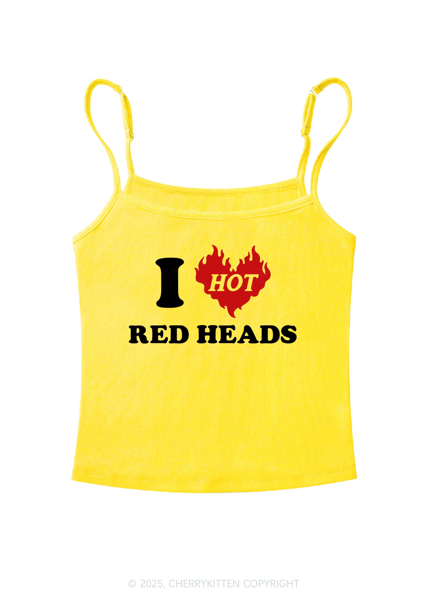 I Love Hot Red Heads Y2K Spaghetti Strap Cami Cherrykitten