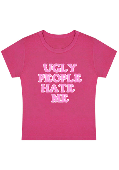 Ugly People Hate Me Y2K Baby Tee
