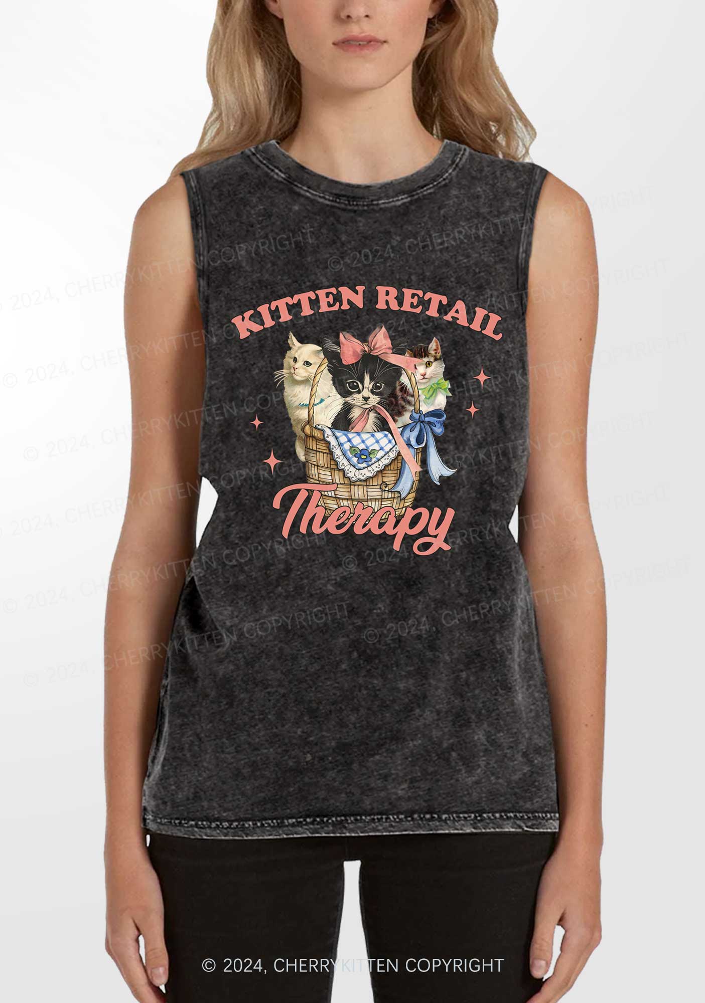 Kitten Retail Therapy Y2K Washed Tank Cherrykitten