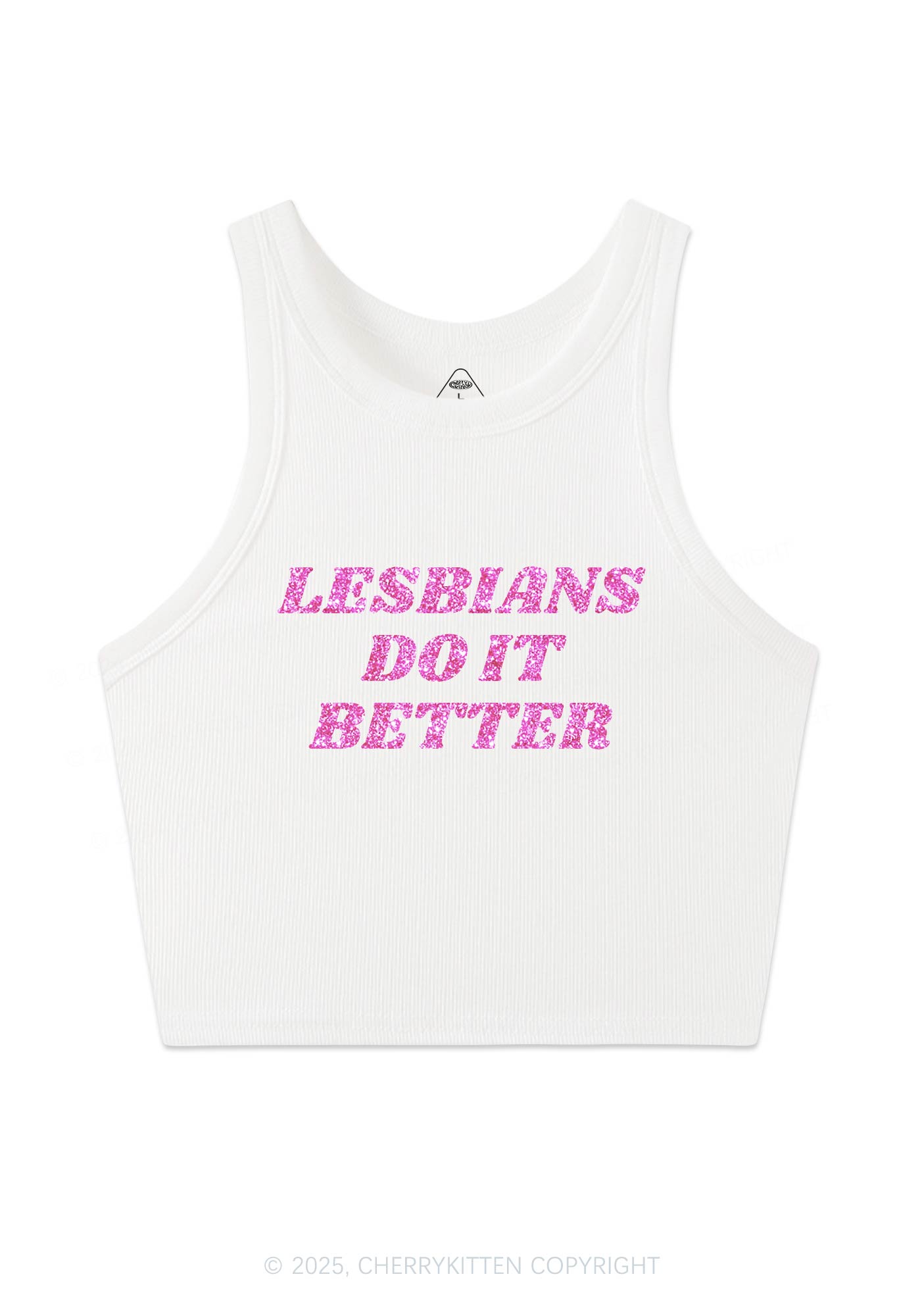 Glitter Lesbians Do It Better Pride Y2K Crop Tank Top Cherrykitten