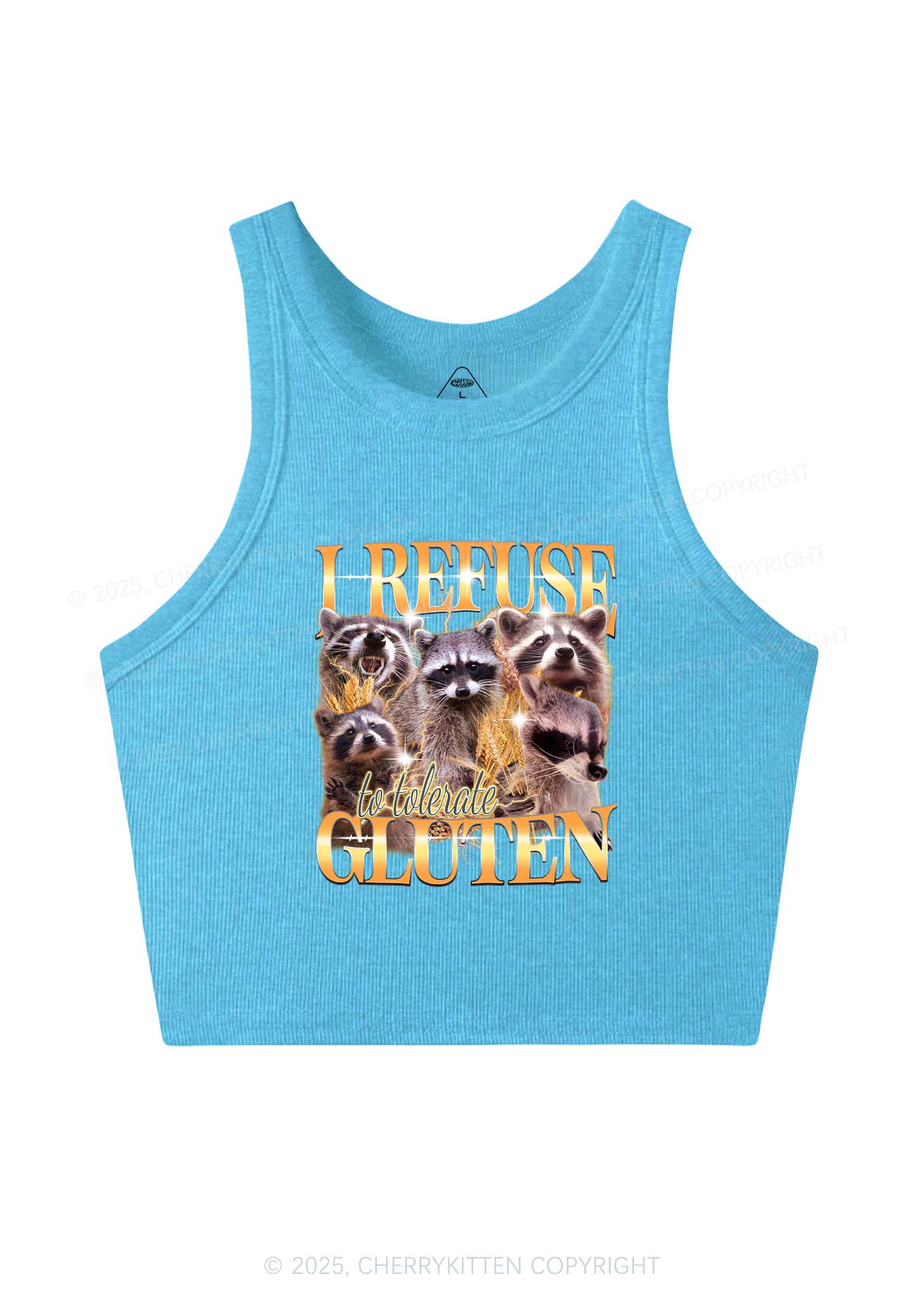 Raccoons Refuse Tolerate Gluten Y2K Crop Tank Top Cherrykitten