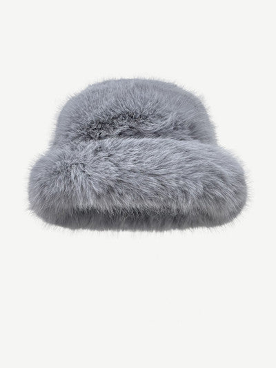 Solid Color Y2K Faux Fur Plush Bucket Hat Cherrykitten