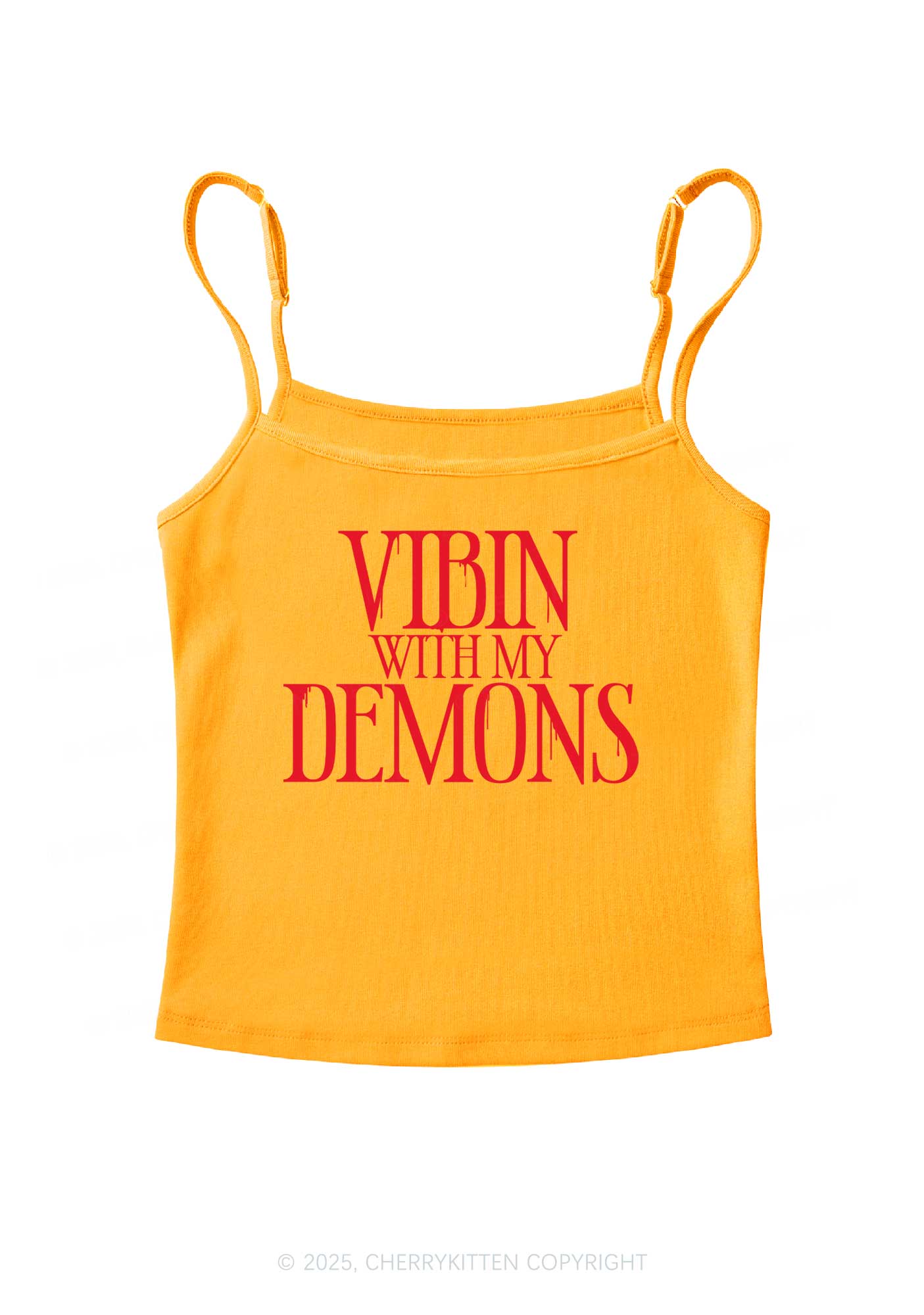 Halloween Vibin With My Demons Y2K Spaghetti Strap Cami Cherrykitten
