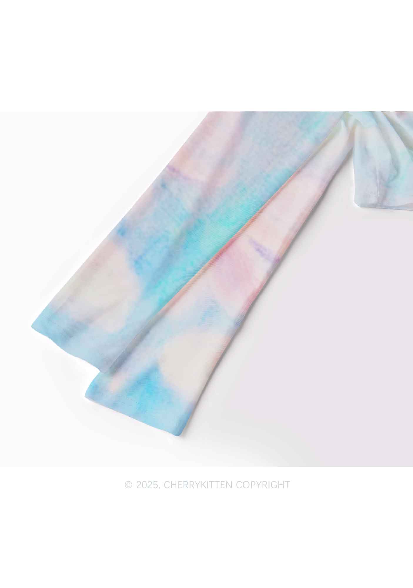 Flower Art Y2K Mesh Long Sleeve Crop Top Cherrykitten