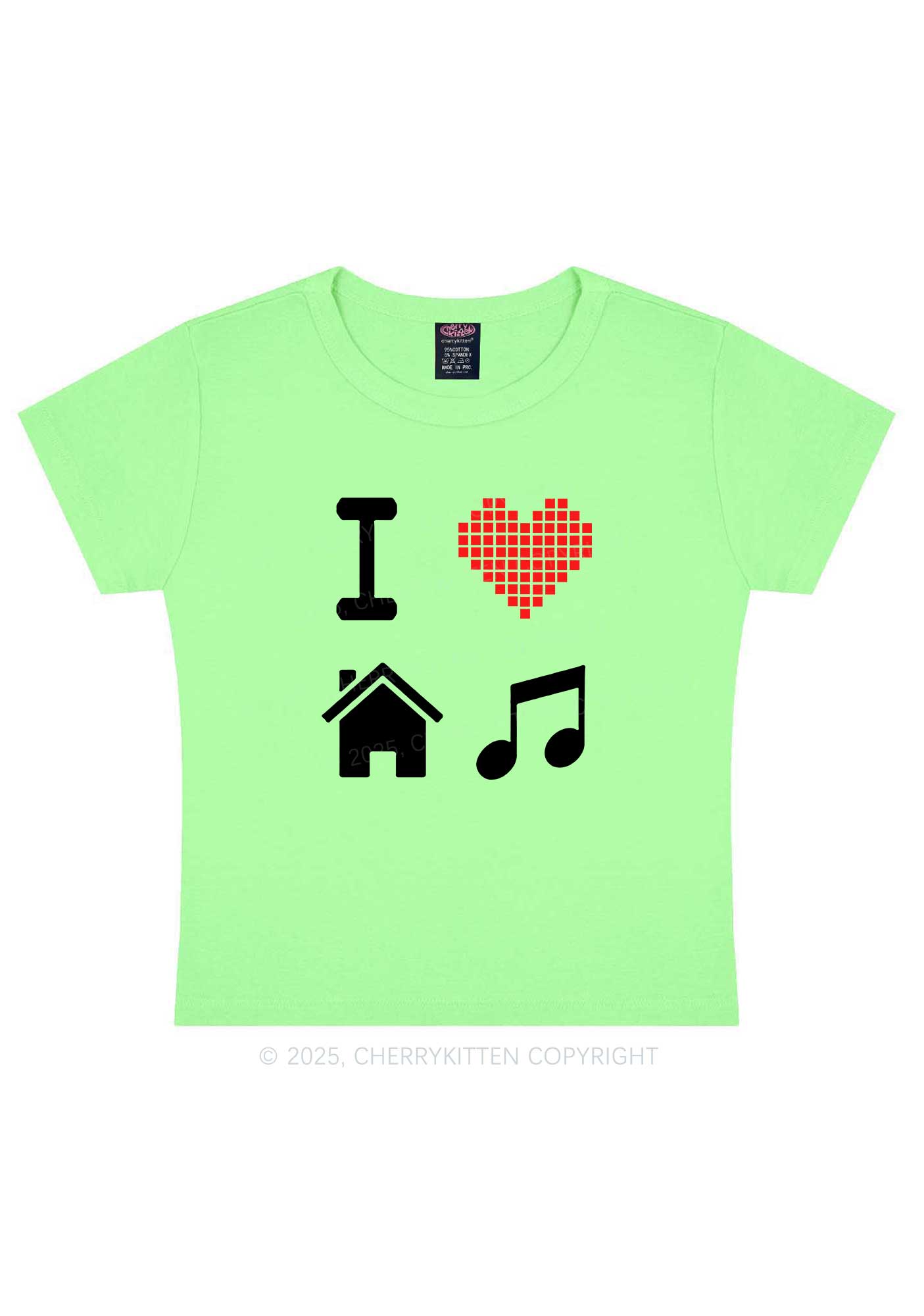 I Love House Music Y2K Baby Tee Cherrykitten