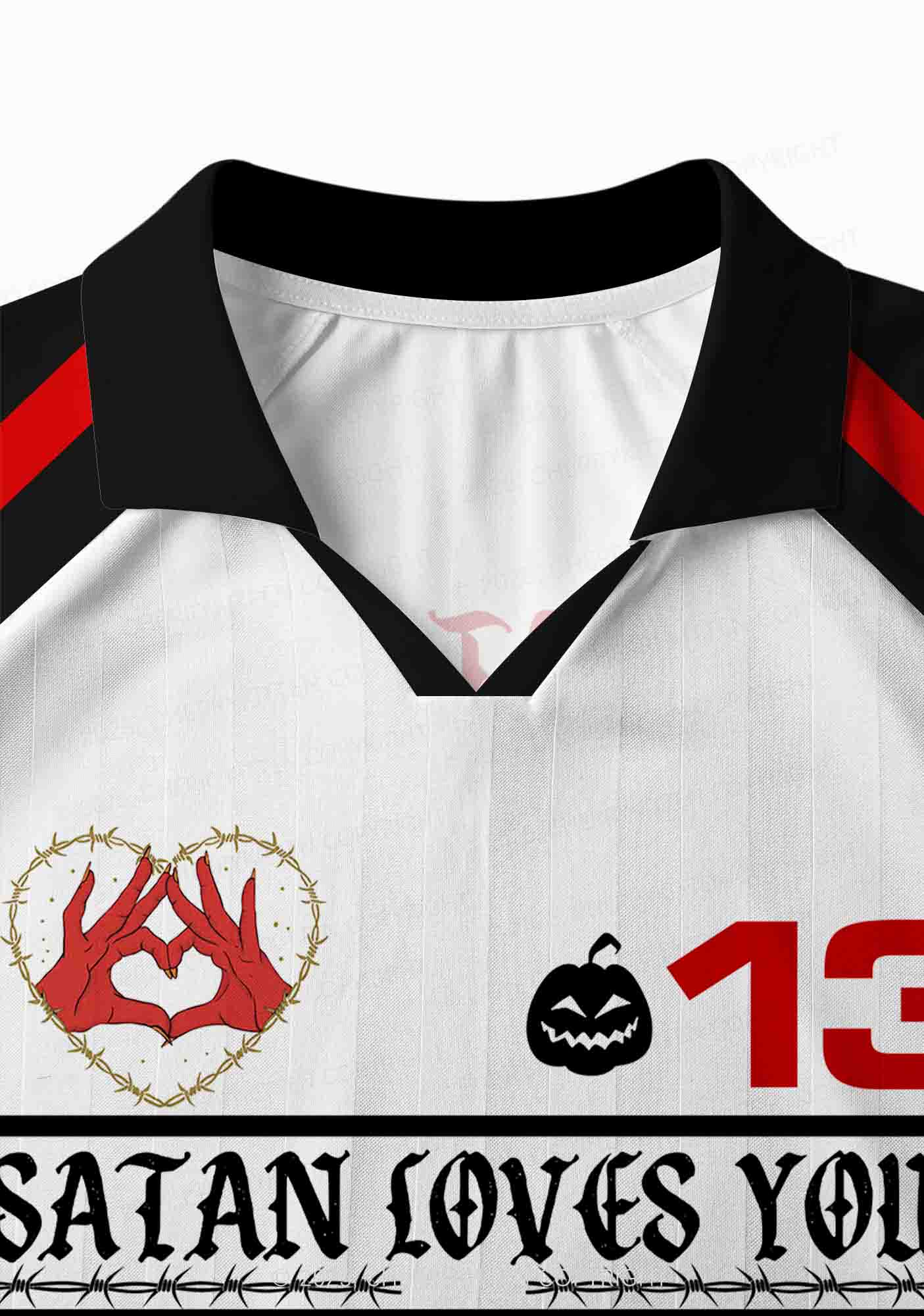 Halloween Custom Satan Loves Y2K Sport Long Sleeve Jersey Shirts Cherrykitten