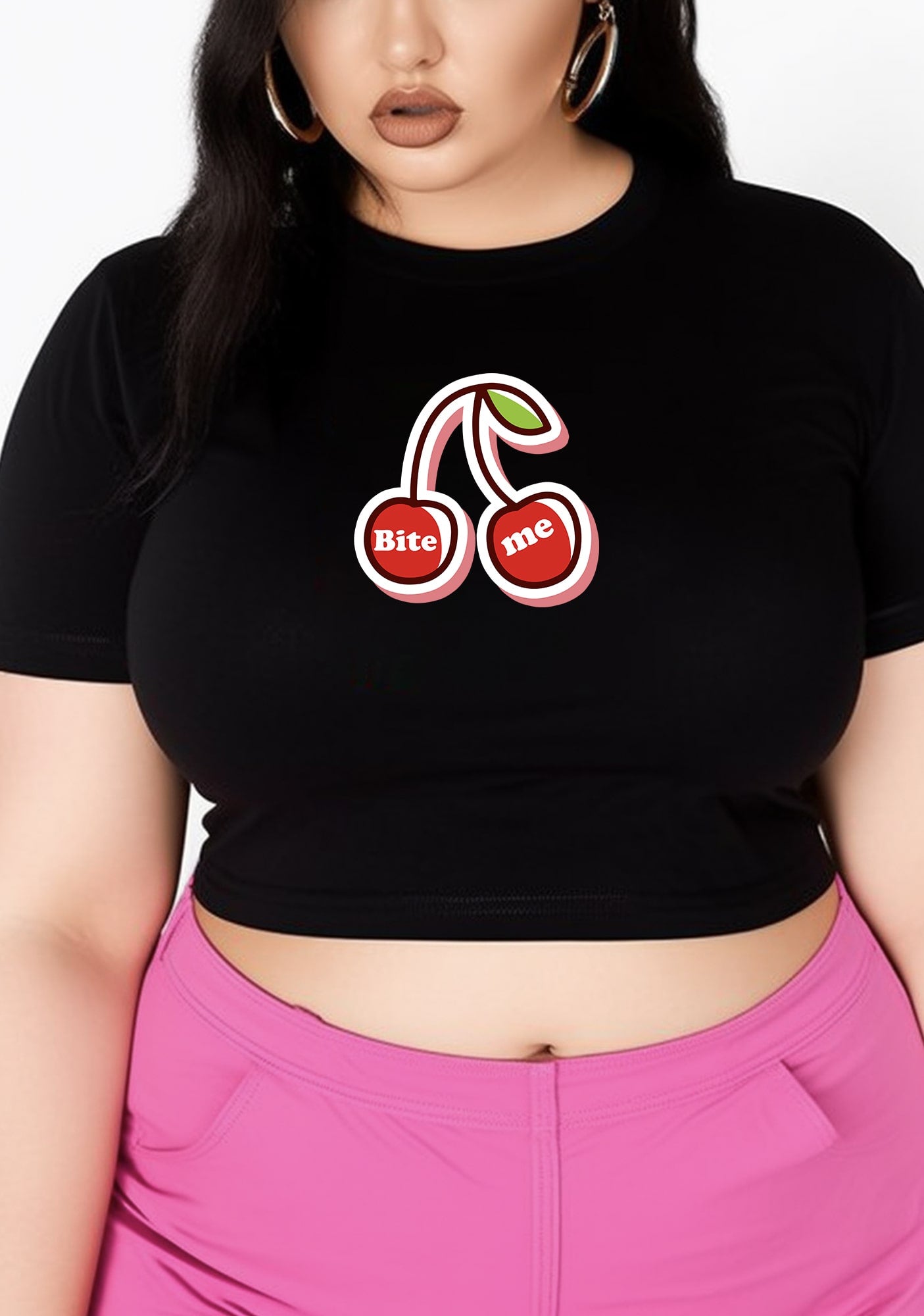 Curvy Cherry Bite Me Baby Tee