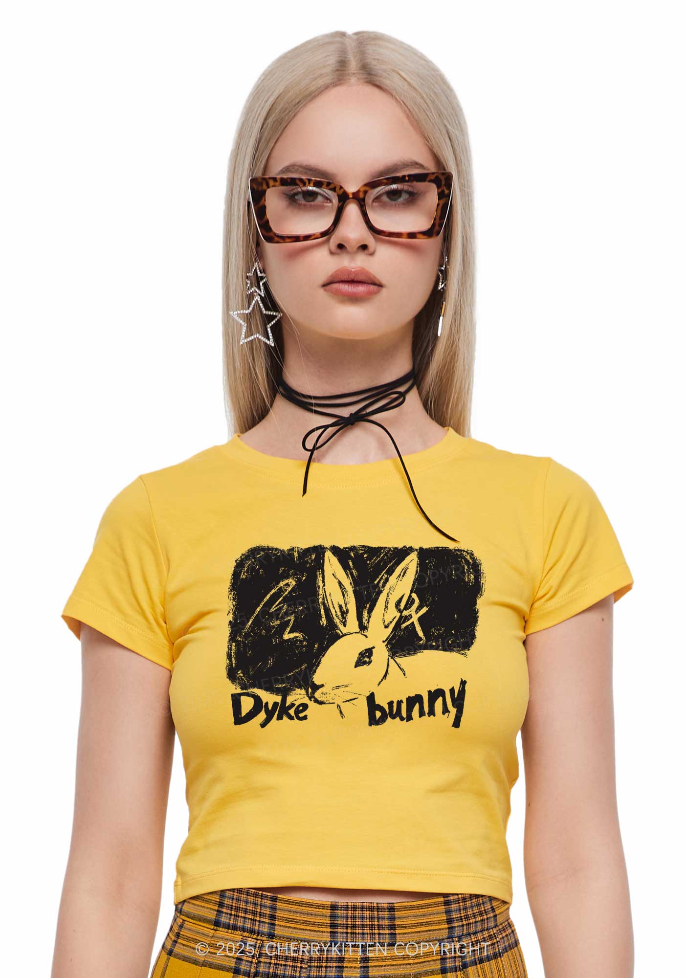 Dyke Bunny Y2K Baby Tee Cherrykitten