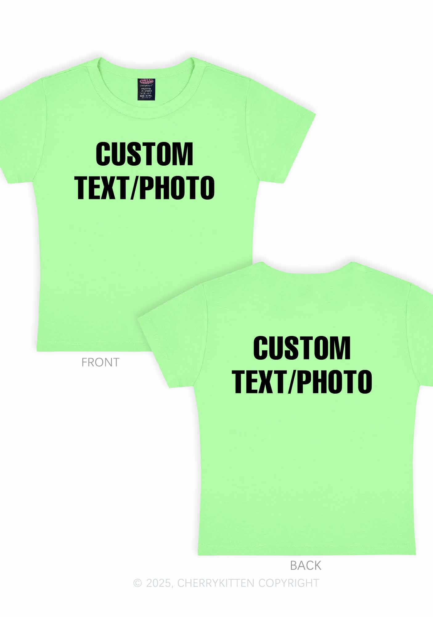 Custom Text Two Sides Y2K Baby Tee Cherrykitten