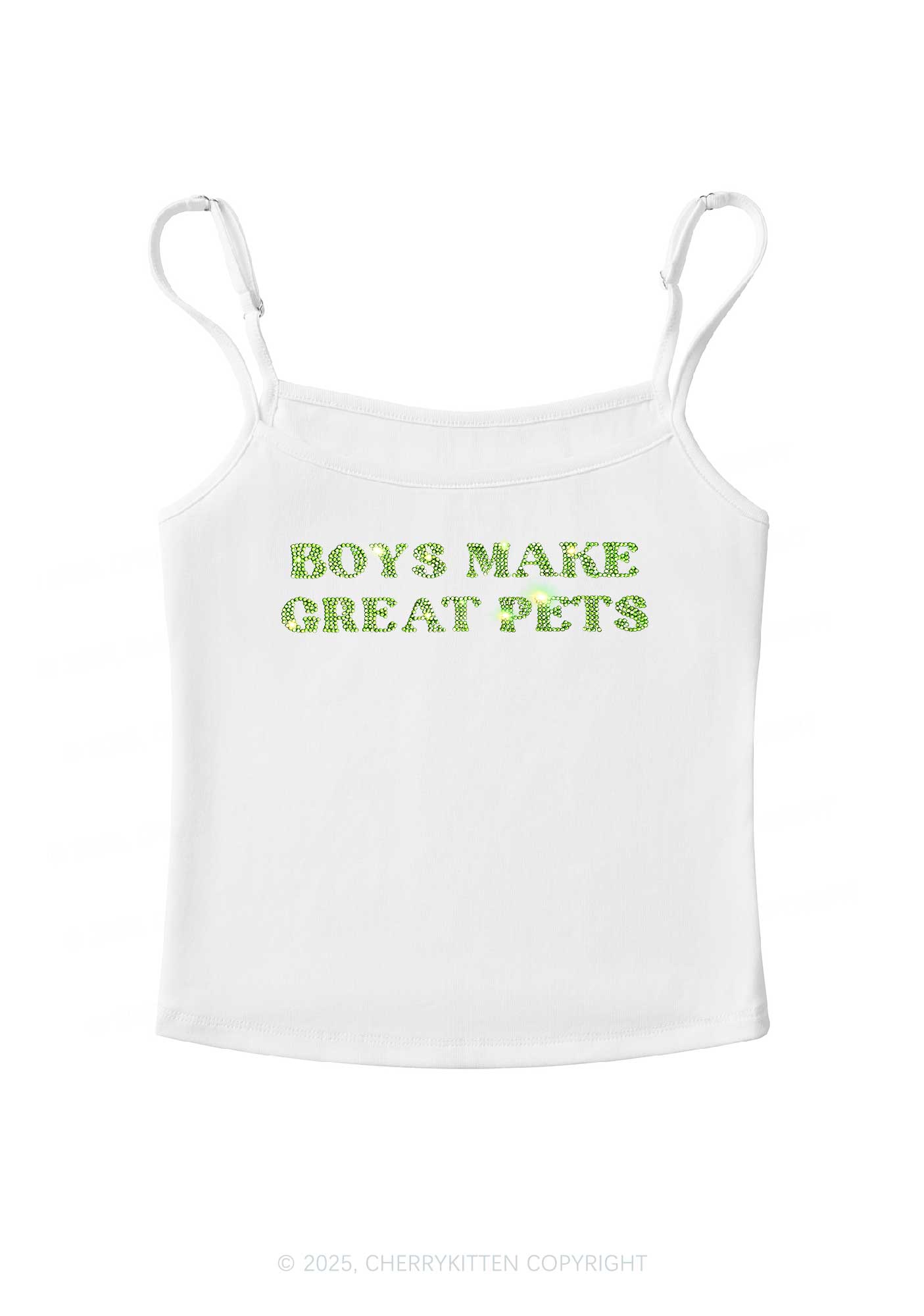 Rhinestone Boys Make Gr8 Pets Y2K Spaghetti Strap Cami Cherrykitten