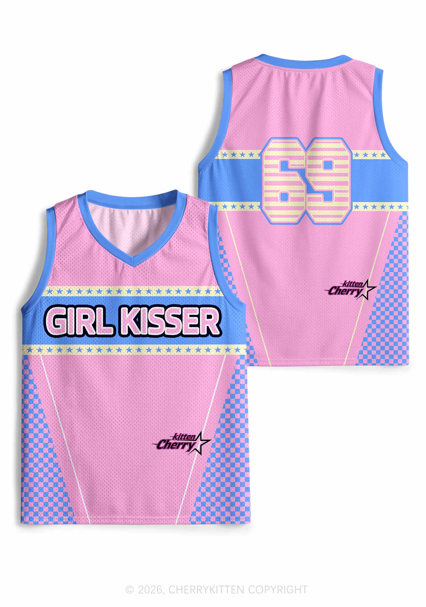 Pink Girl Kisser Pride Y2K Sport Jersey Tank Cherrykitten