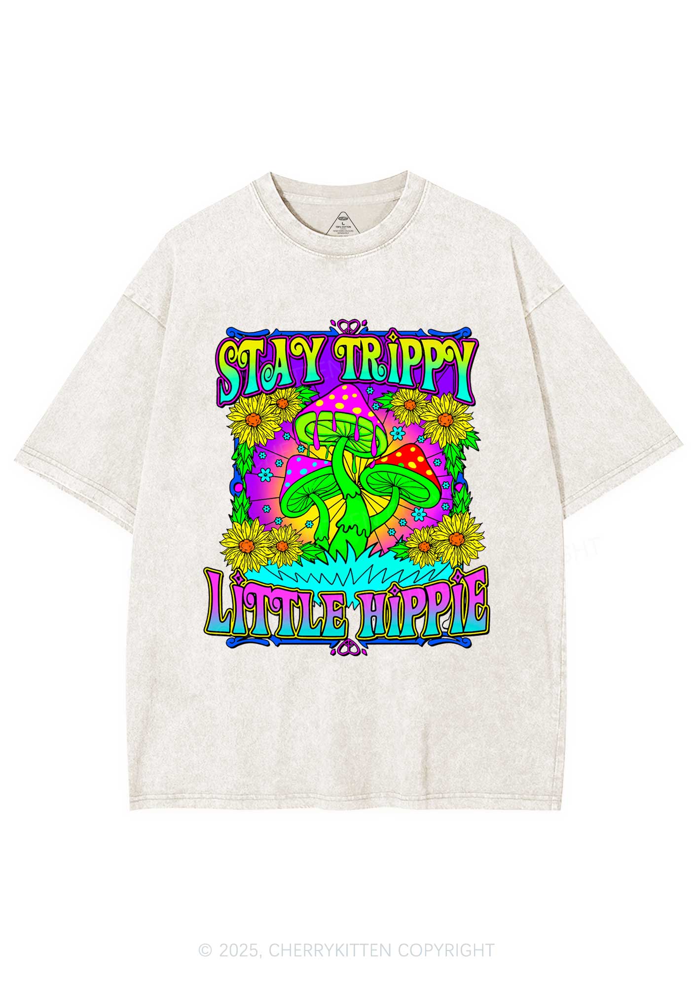 Stay Trippy Little Hippie Y2K Shirts Washed Tee Cherrykitten