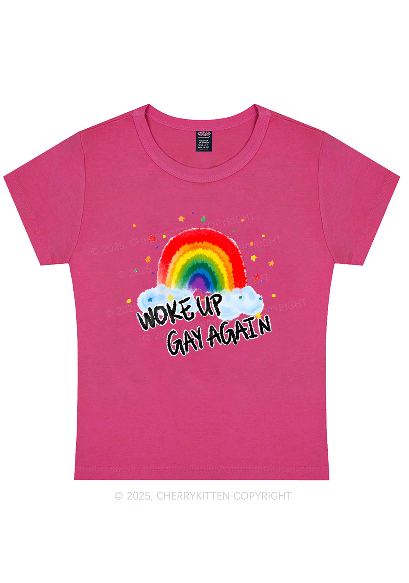 Woke Up Gay Again Y2K Baby Tee Cherrykitten