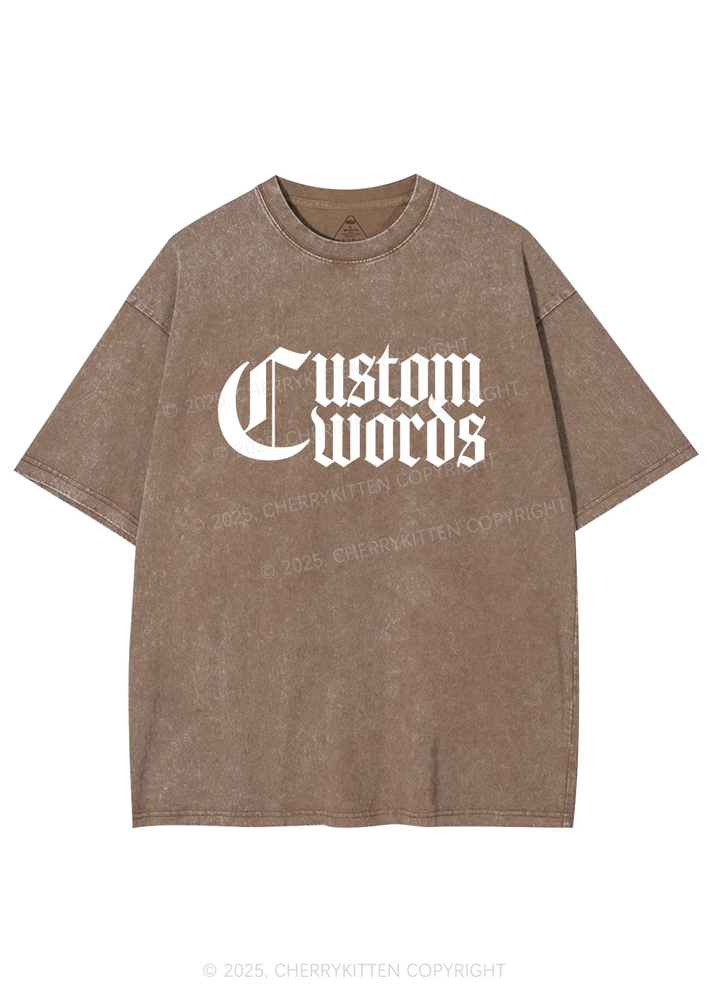 Custom Text Gothic Font Y2K Shirts Washed Tee Cherrykitten