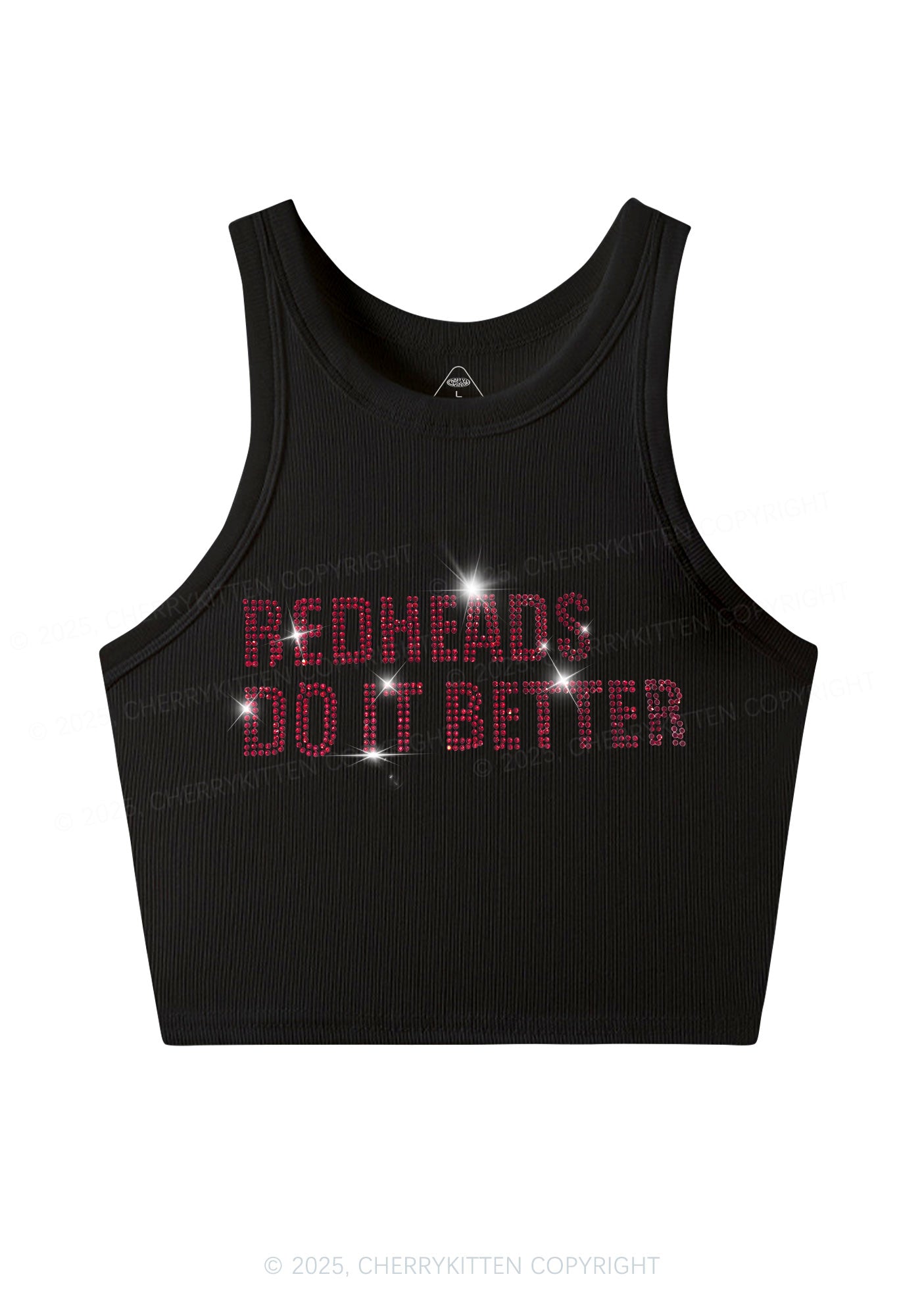 Rhinestone Redheads Do It Better Y2K Crop Tank Top Cherrykitten
