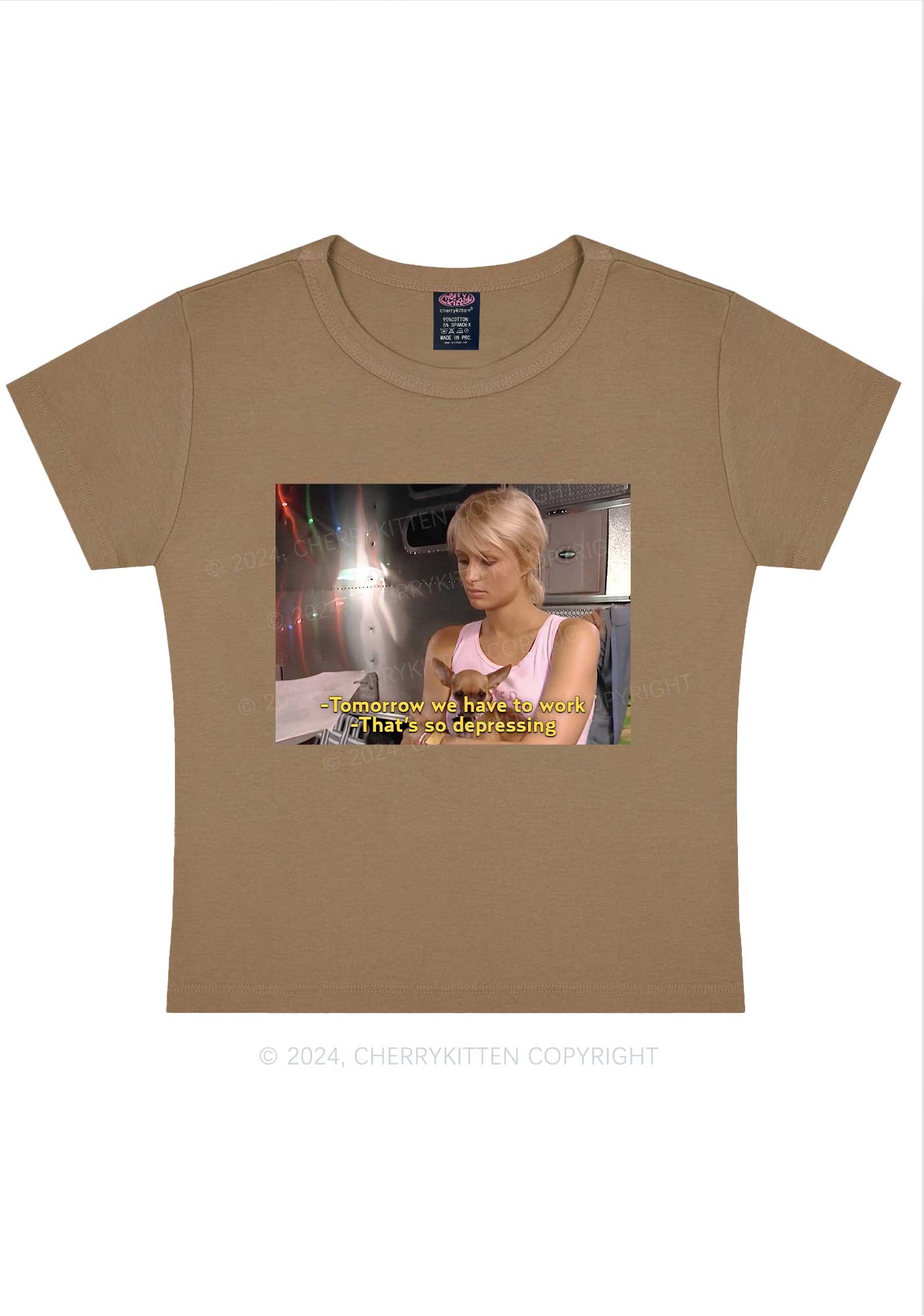 We Have To Work Y2K Baby Tee Cherrykitten