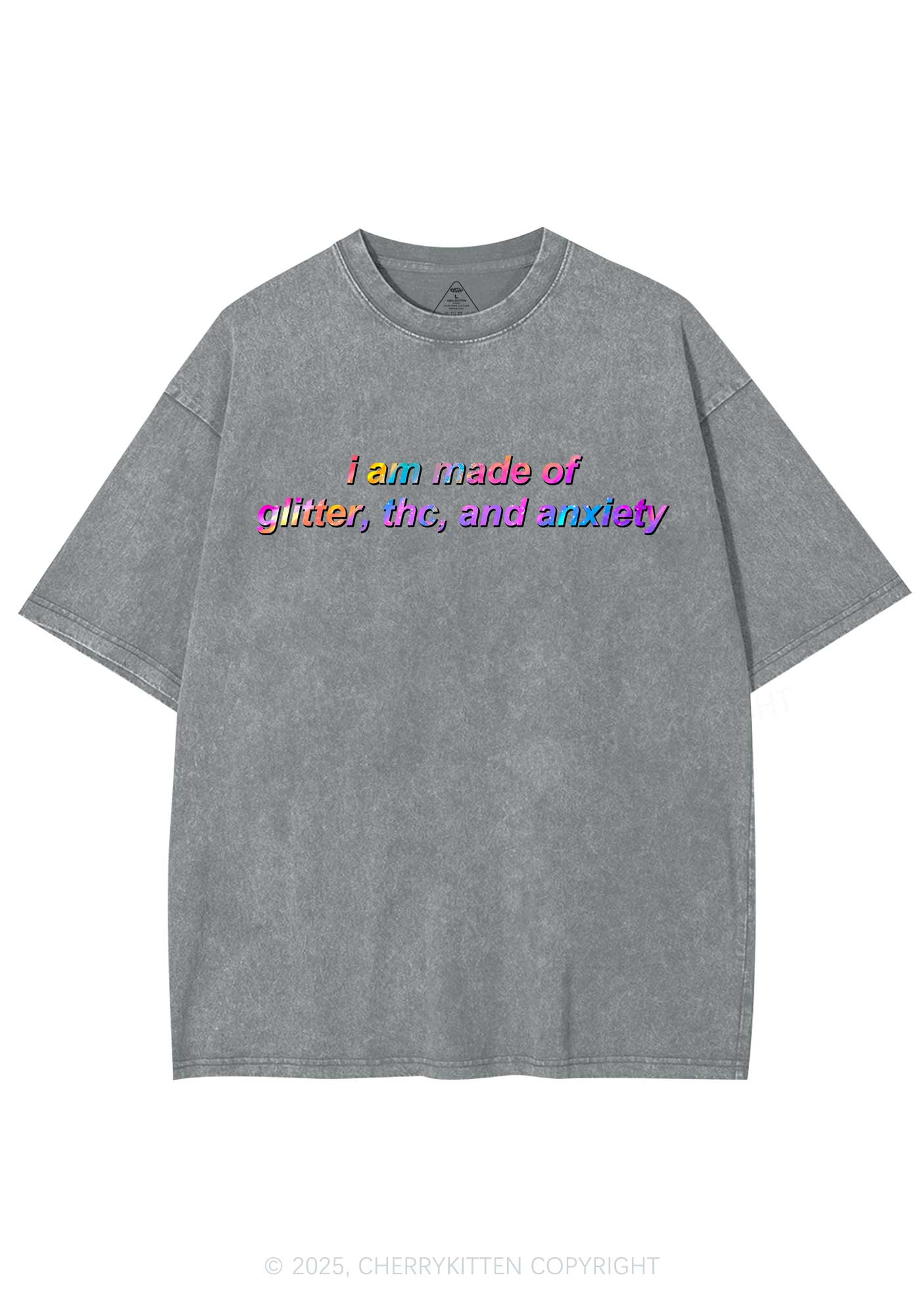 Made Of Glitter And Anxiety Y2K Shirts Washed Tee Cherrykitten