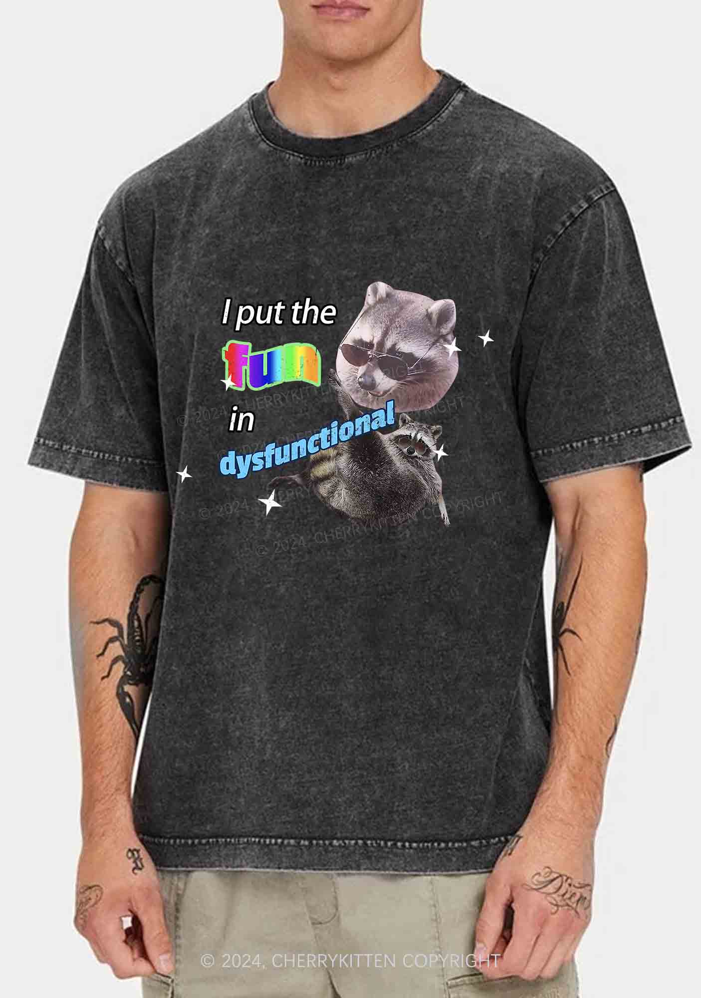 I Put The Fun In Dysfunctional Y2K Washed Tee Cherrykitten
