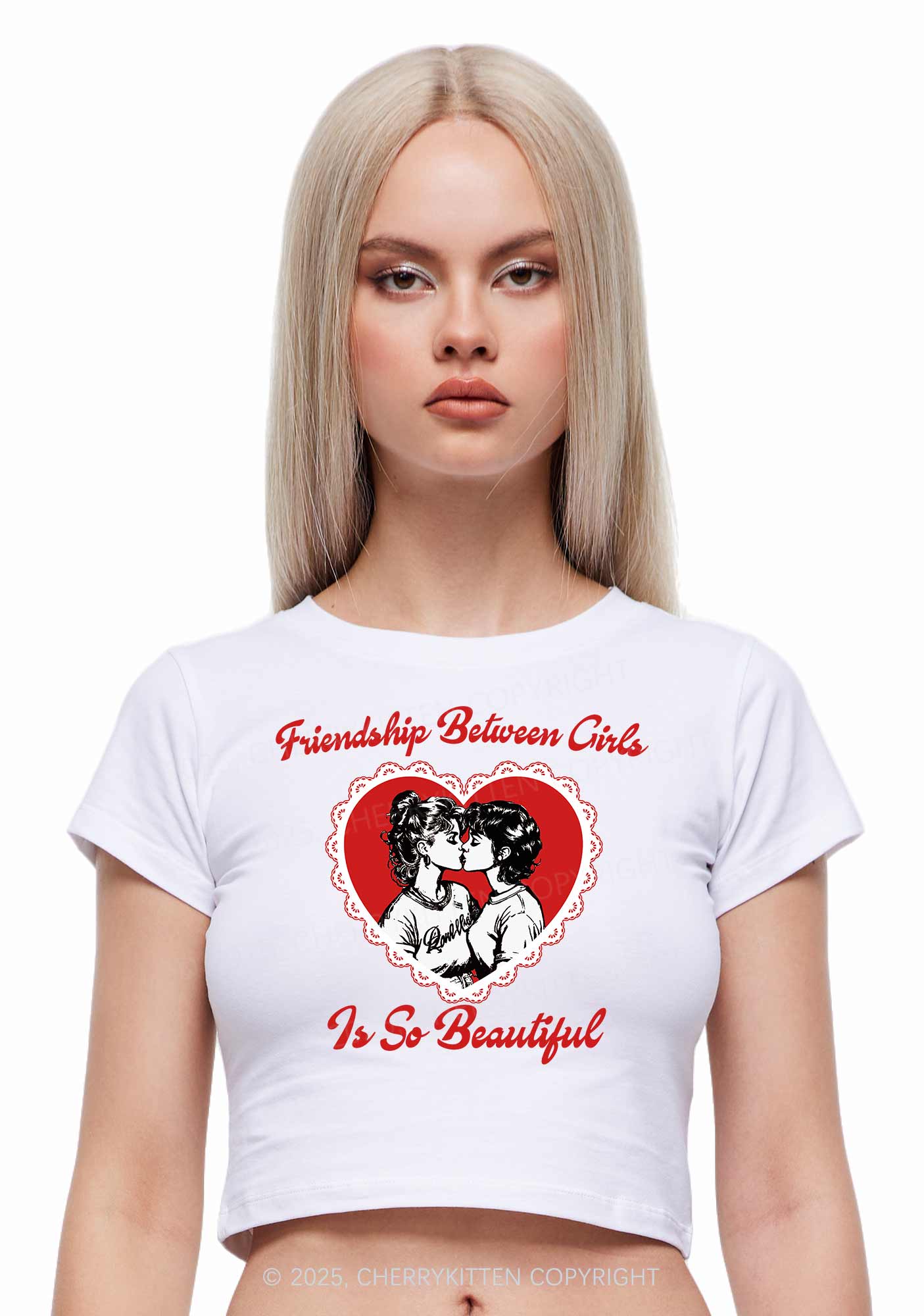 Friendship Between Girls Pride Y2K Baby Tee Cherrykitten