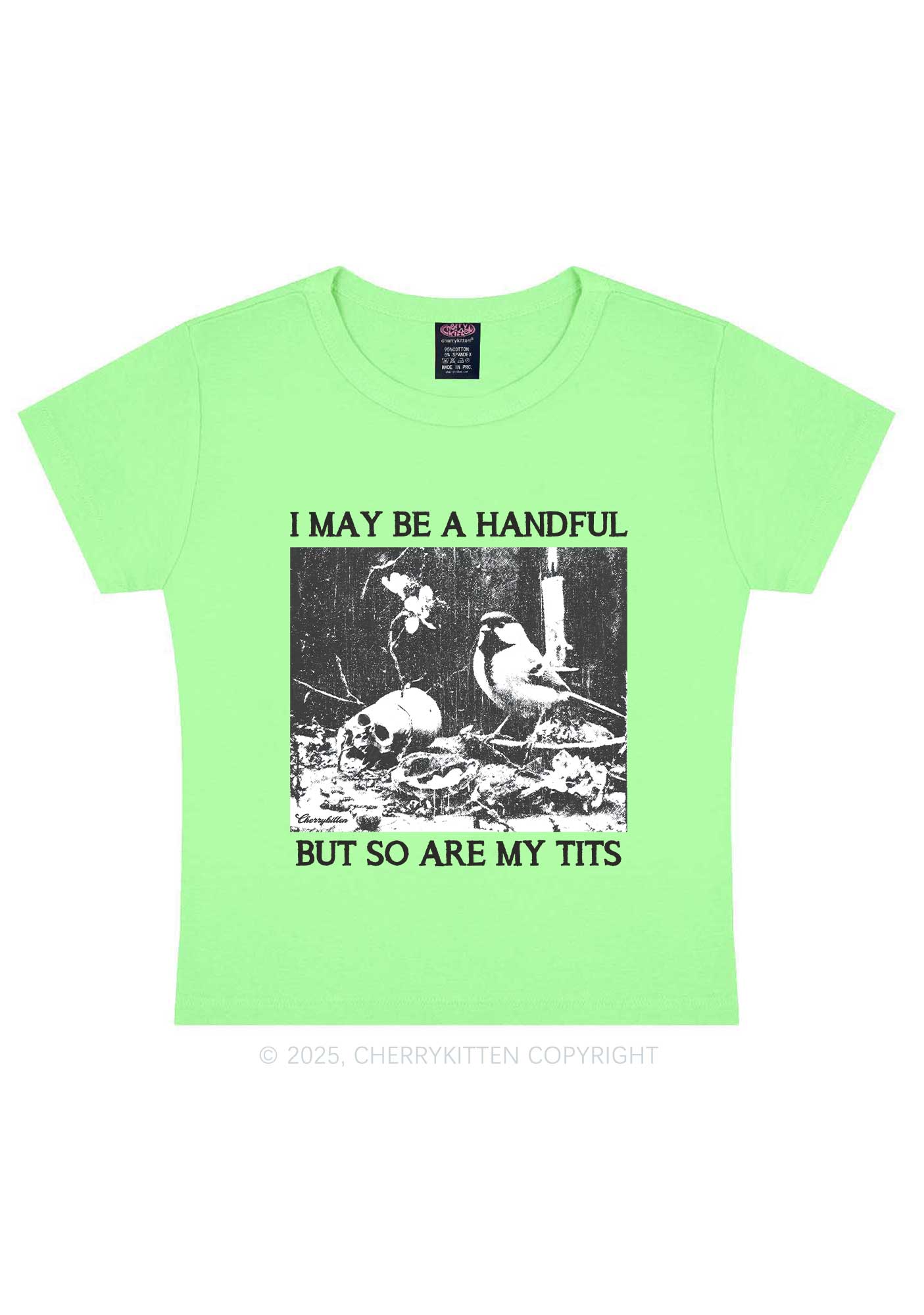 Halloween I May Be A Handful Y2K Baby Tee Cherrykitten
