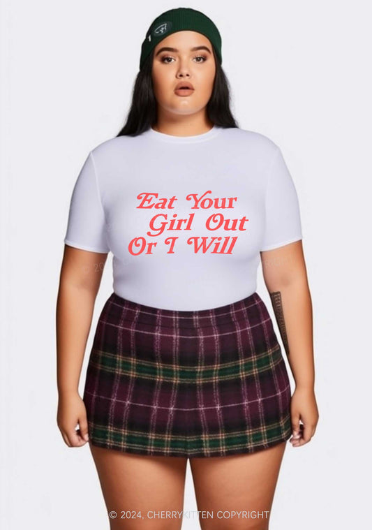 Curvy Eat Your Girl Out Y2K Baby Tee Cherrykitten