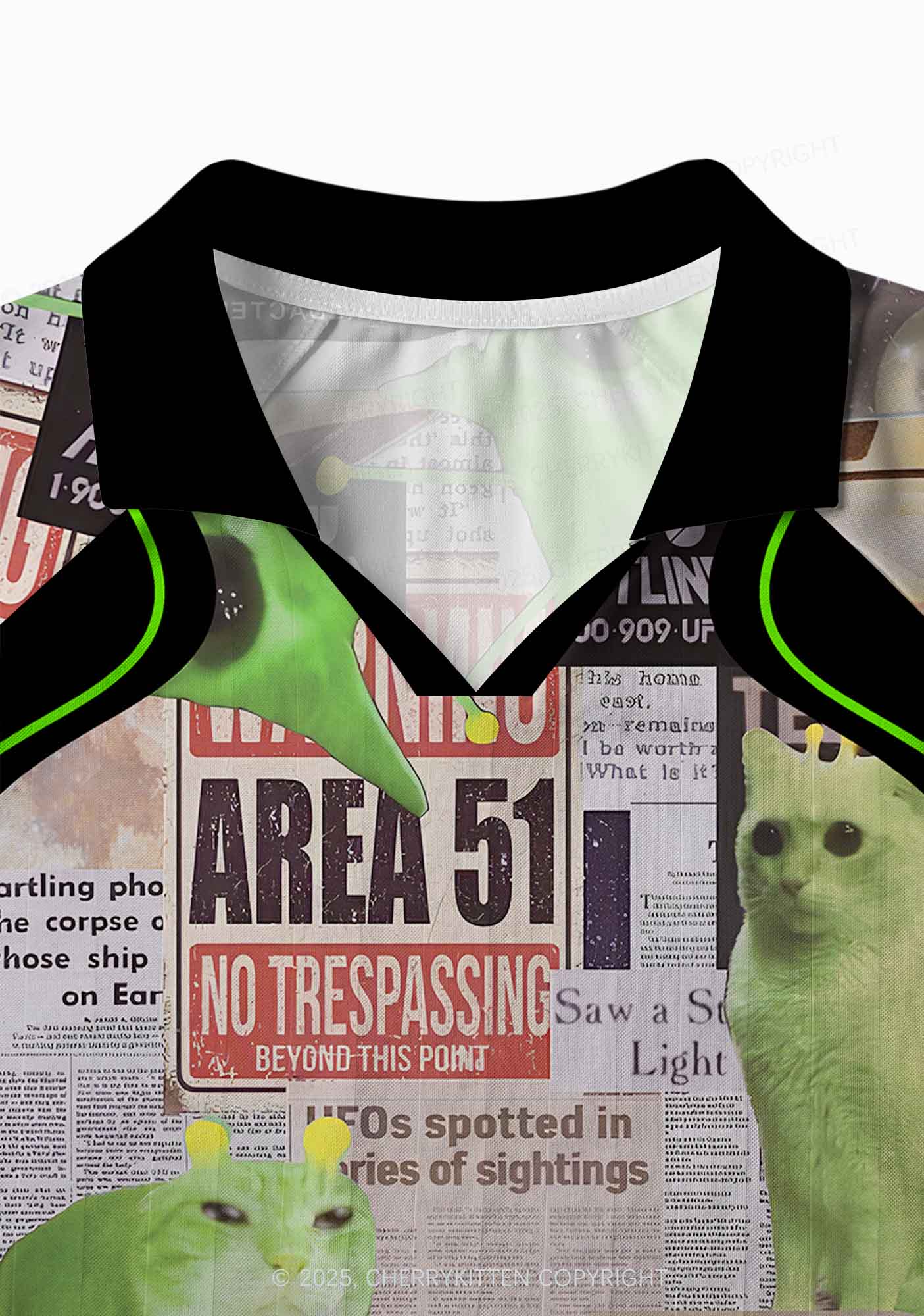 Custom Green Alien Kitten Y2K Sport Long Sleeve Jersey Shirts Cherrykitten