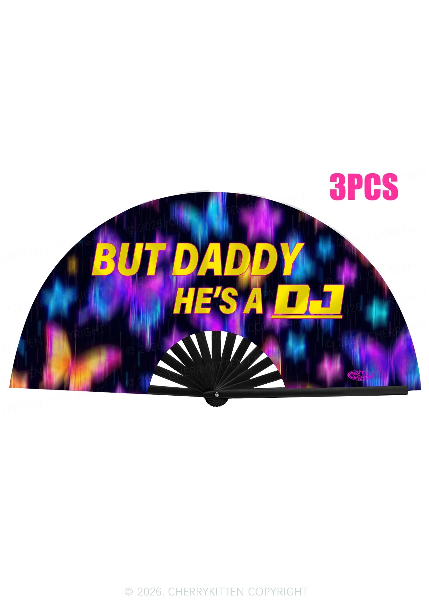 But Daddy He Is A DJ Y2K Rave Hand Fan Cherrykitten