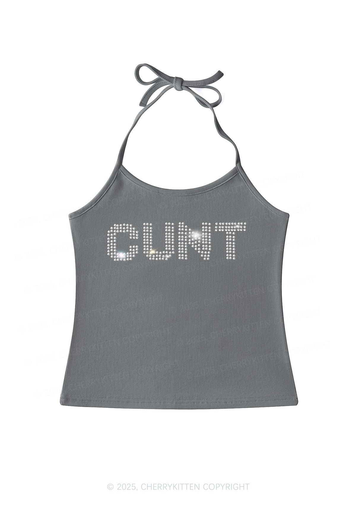 Rhinestone Cxxt Y2K Halter Neck Cami Cherrykitten