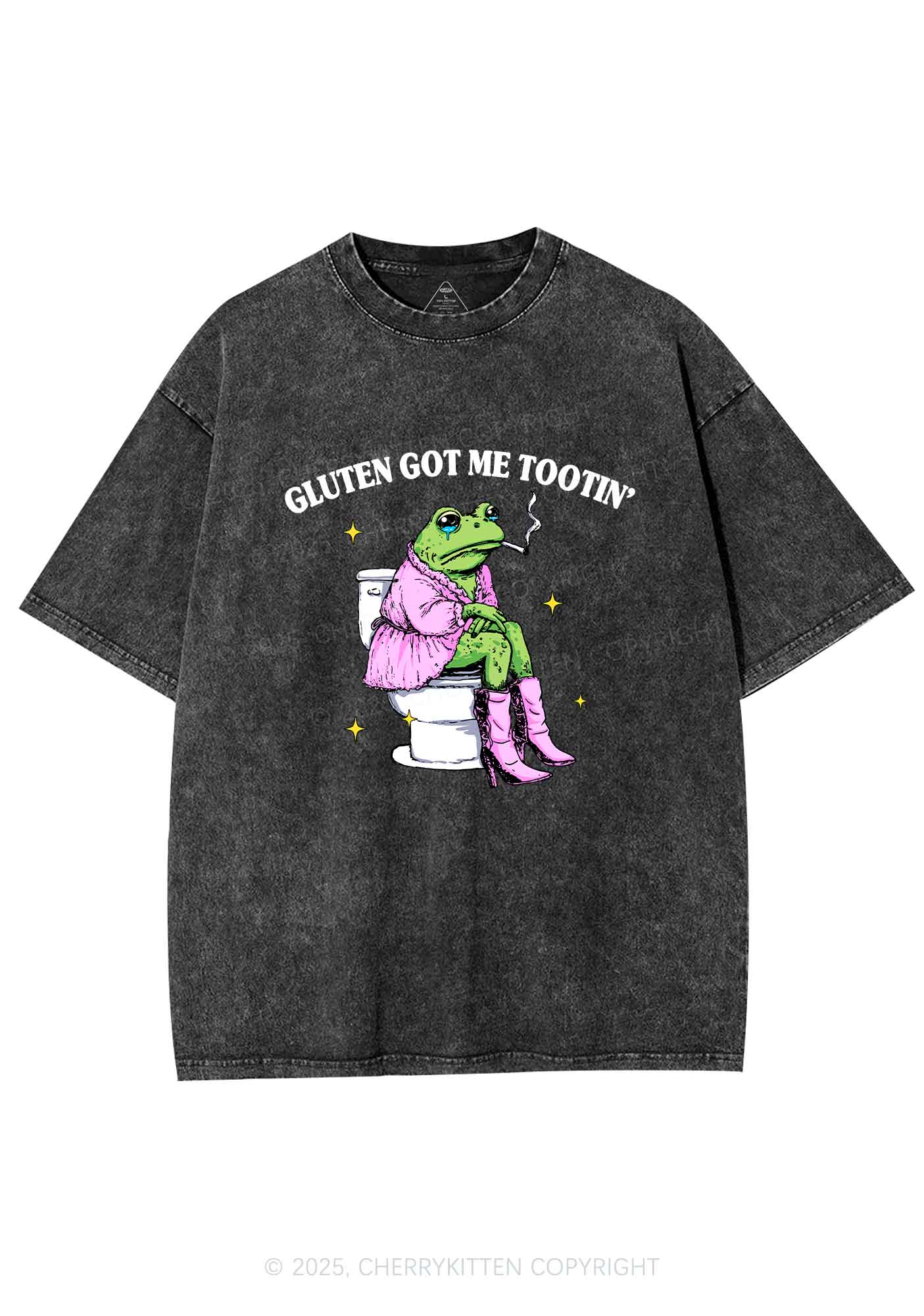 Gluten Got Me Tootin Y2K Shirts Washed Tee Cherrykitten
