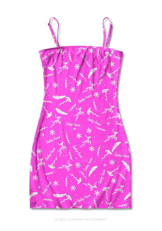 Christmas Cunting Season Y2K Print Slip Dress Cherrykitten