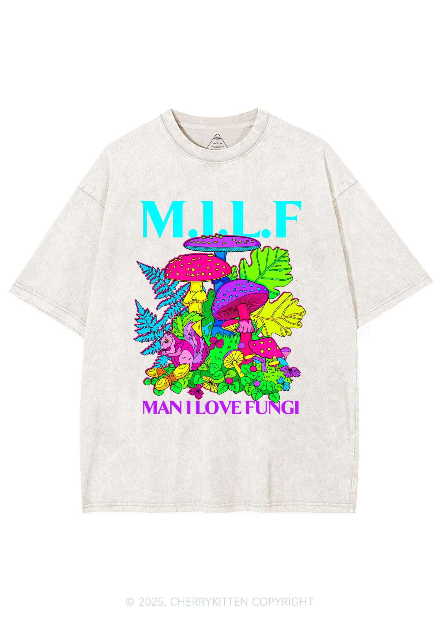 Man I Love Fungi Y2K Shirts Washed Tee Cherrykitten