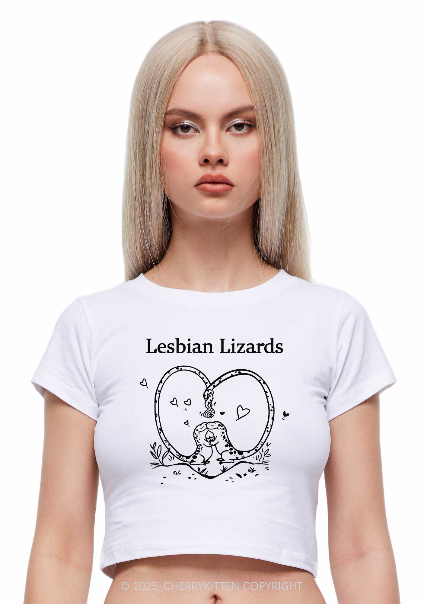 Lesbian Lizards Y2K Baby Tee Cherrykitten