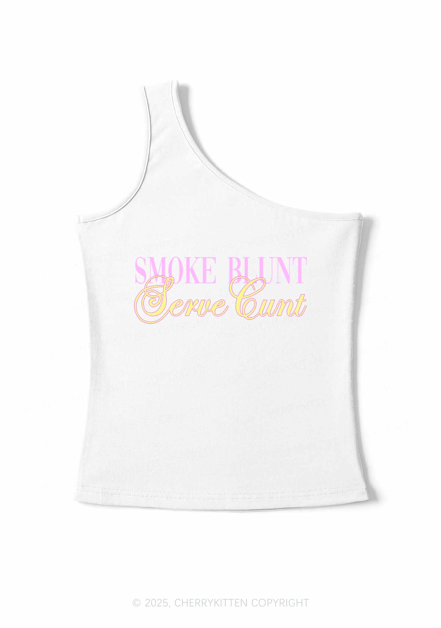Smoke Blunt Y2K One Shoulder Tank Top Cherrykitten