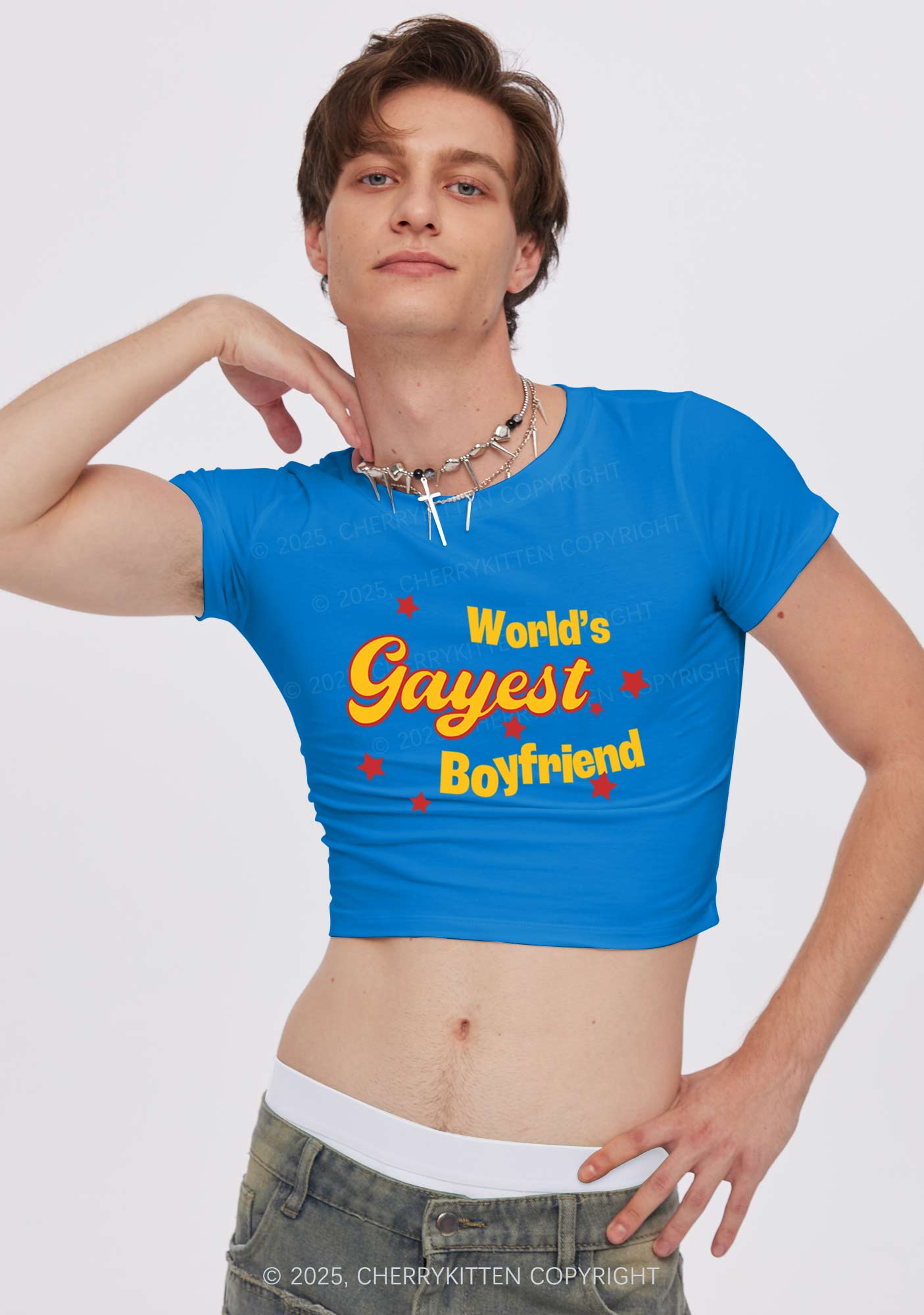 Worlds Gayest Boyfriend Pride Y2K Baby Tee Cherrykitten