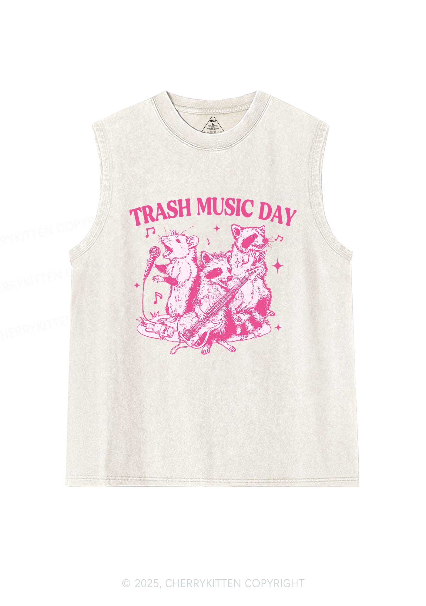 Trash Music Day Y2K Washed Muscle Tank Cherrykitten