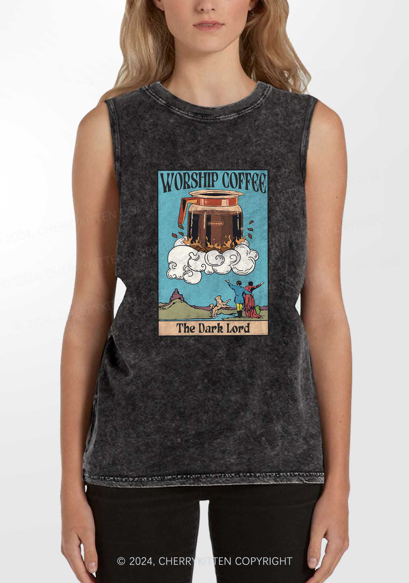 Worship Coffee Y2K Washed Tank Cherrykitten
