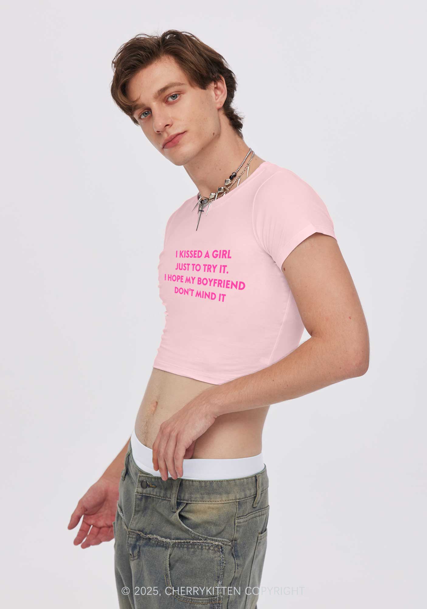 I Just Kissed A Girl Pride Y2K Baby Tee Cherrykitten