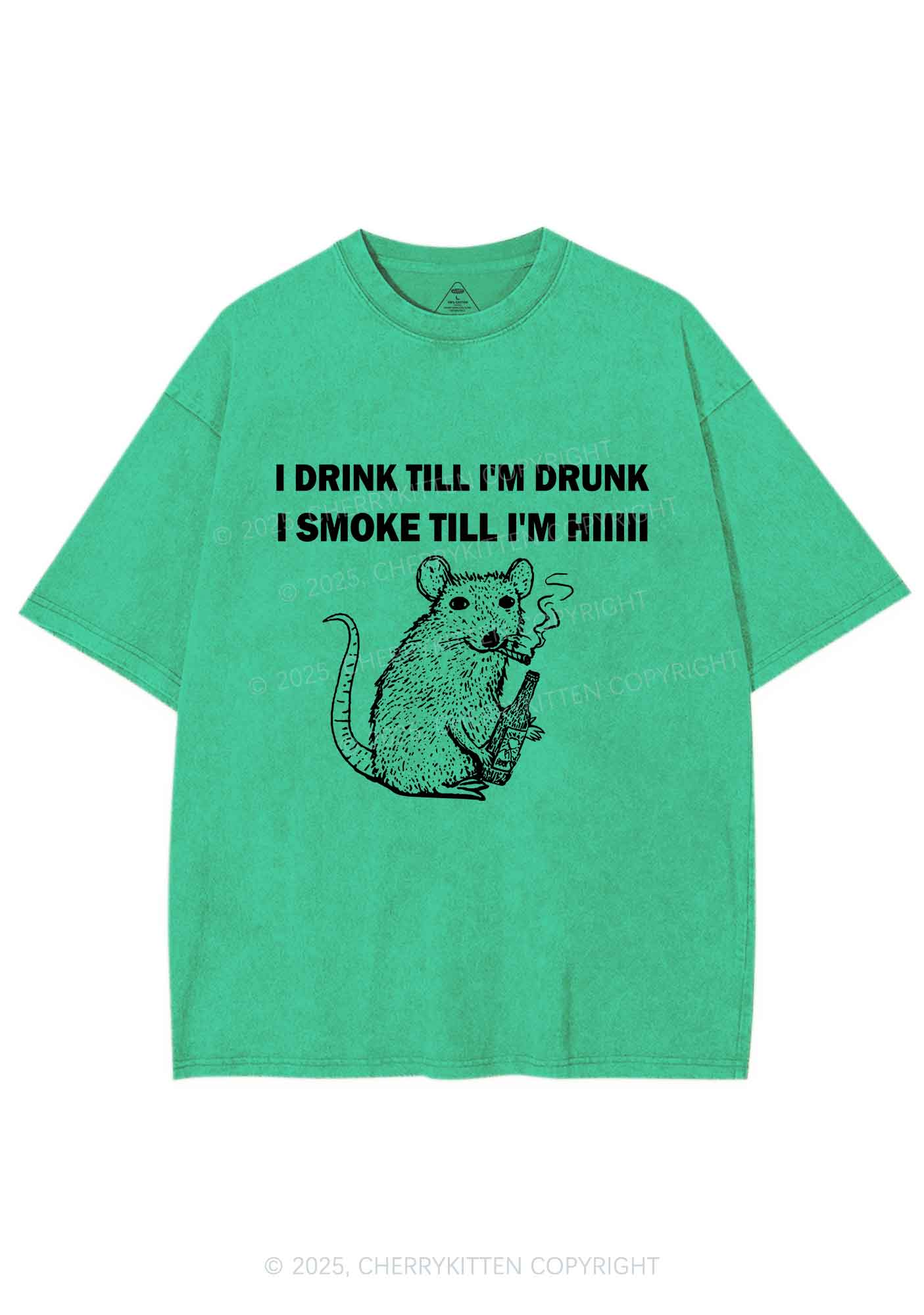 Drunk And Smoke Ratz Y2K Shirts Washed Tee Cherrykitten