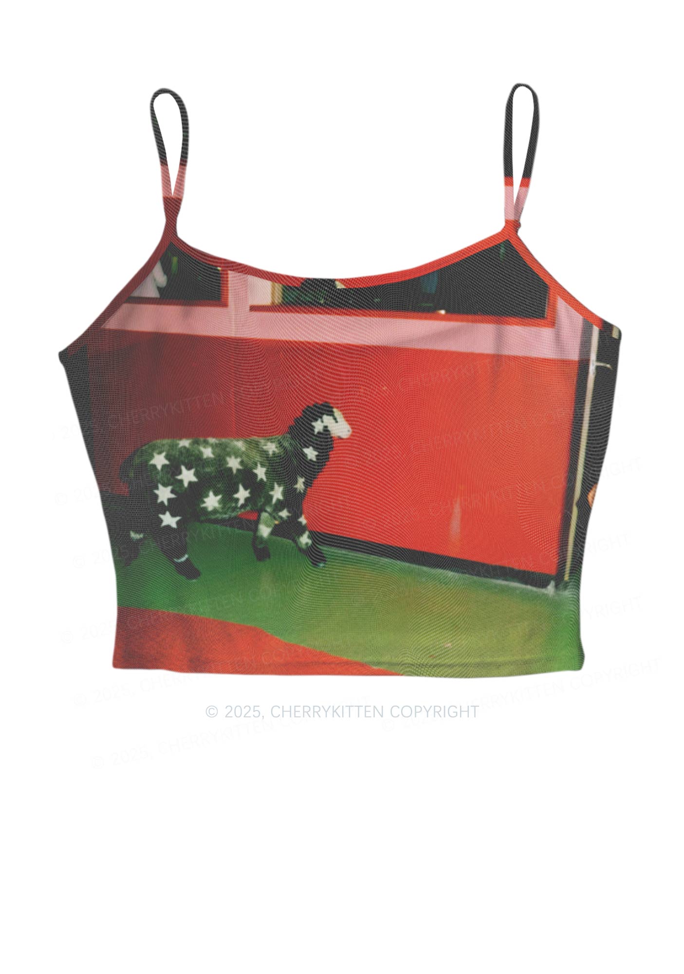 Sheep Starry Wool Y2K Mesh Cami Tank Cherrykitten