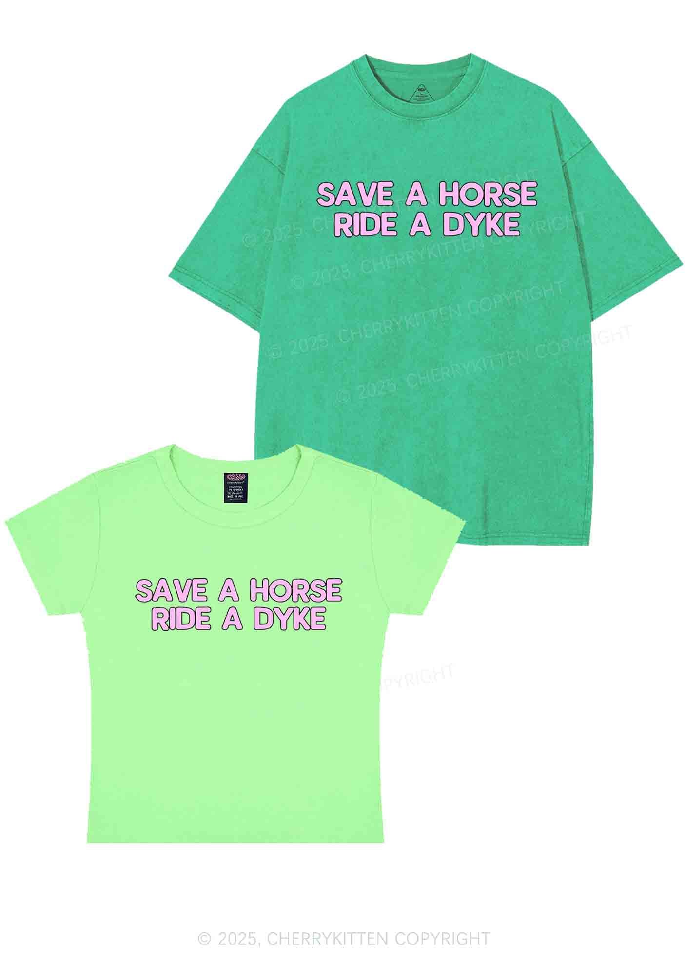 Save Horse Ride Dyke Y2K Valentine's Day Couple Shirt Cherrykitten