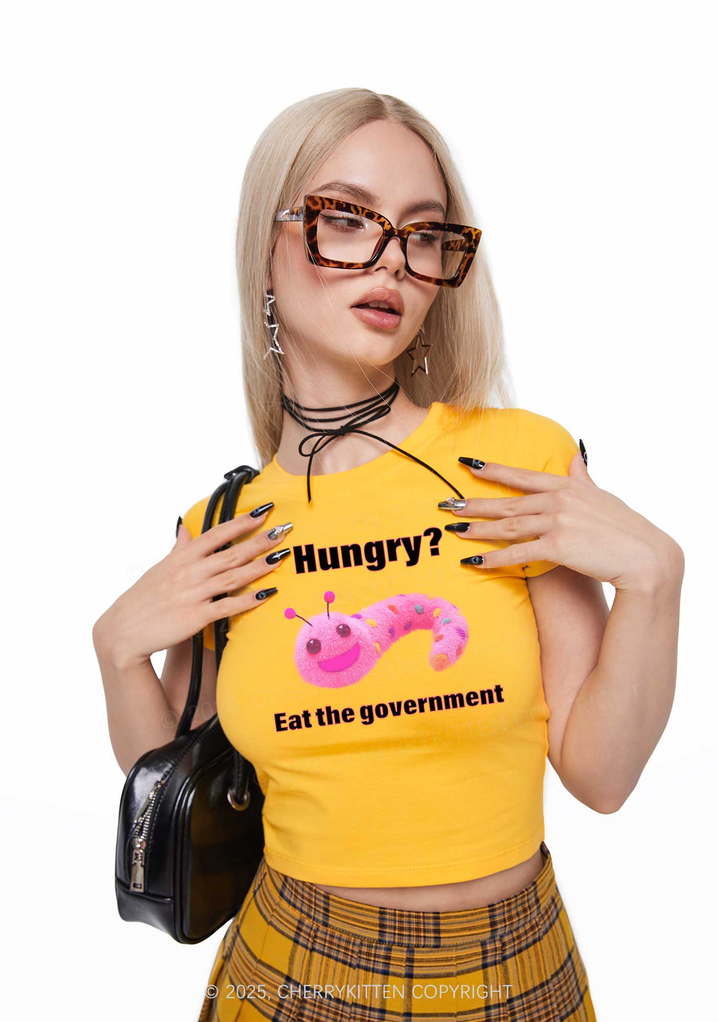 Eat The Government Y2K Baby Tee Cherrykitten