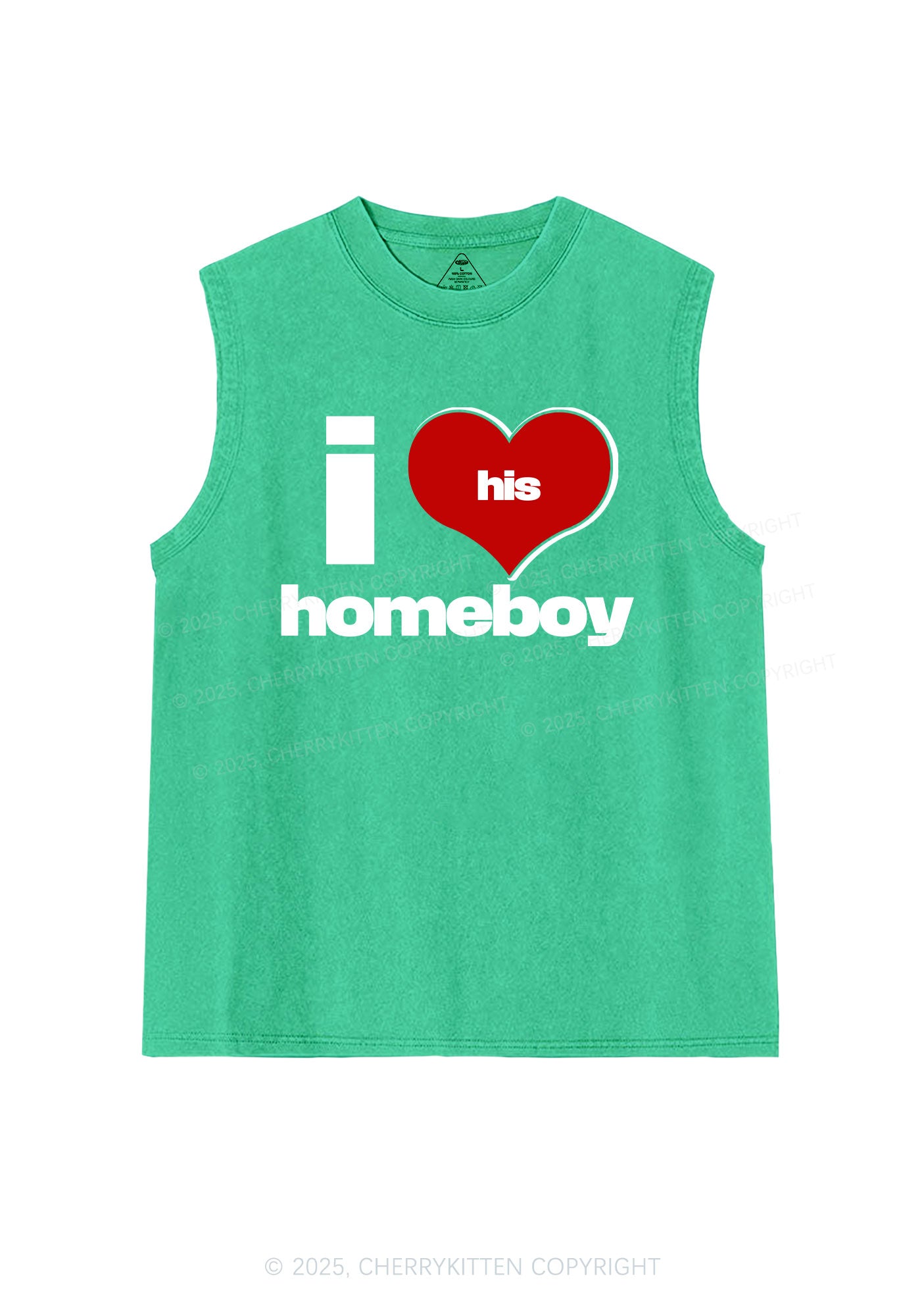 I Love His Homeboy Y2K Washed Muscle Tank Cherrykitten