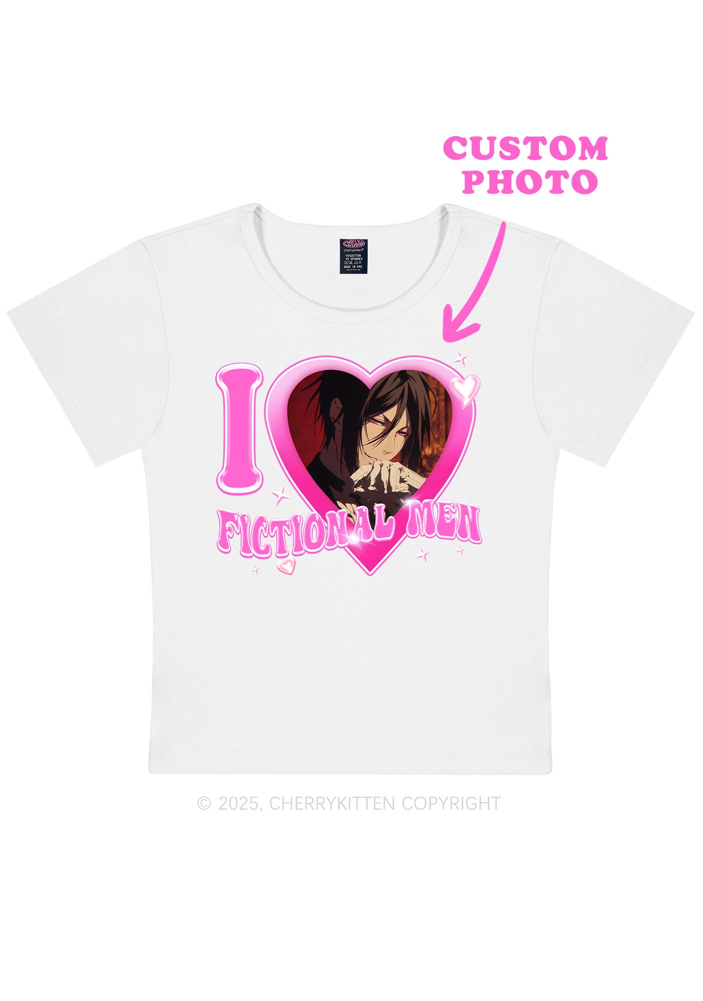 Custom I Love Fictional Men Y2K Baby Tee Cherrykitten