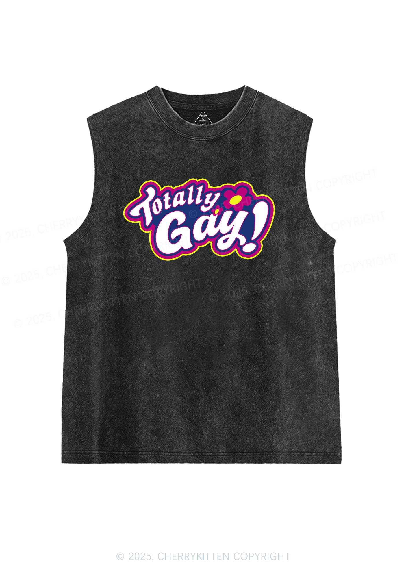 Totally Gay Pride Y2K Washed Muscle Tank Cherrykitten