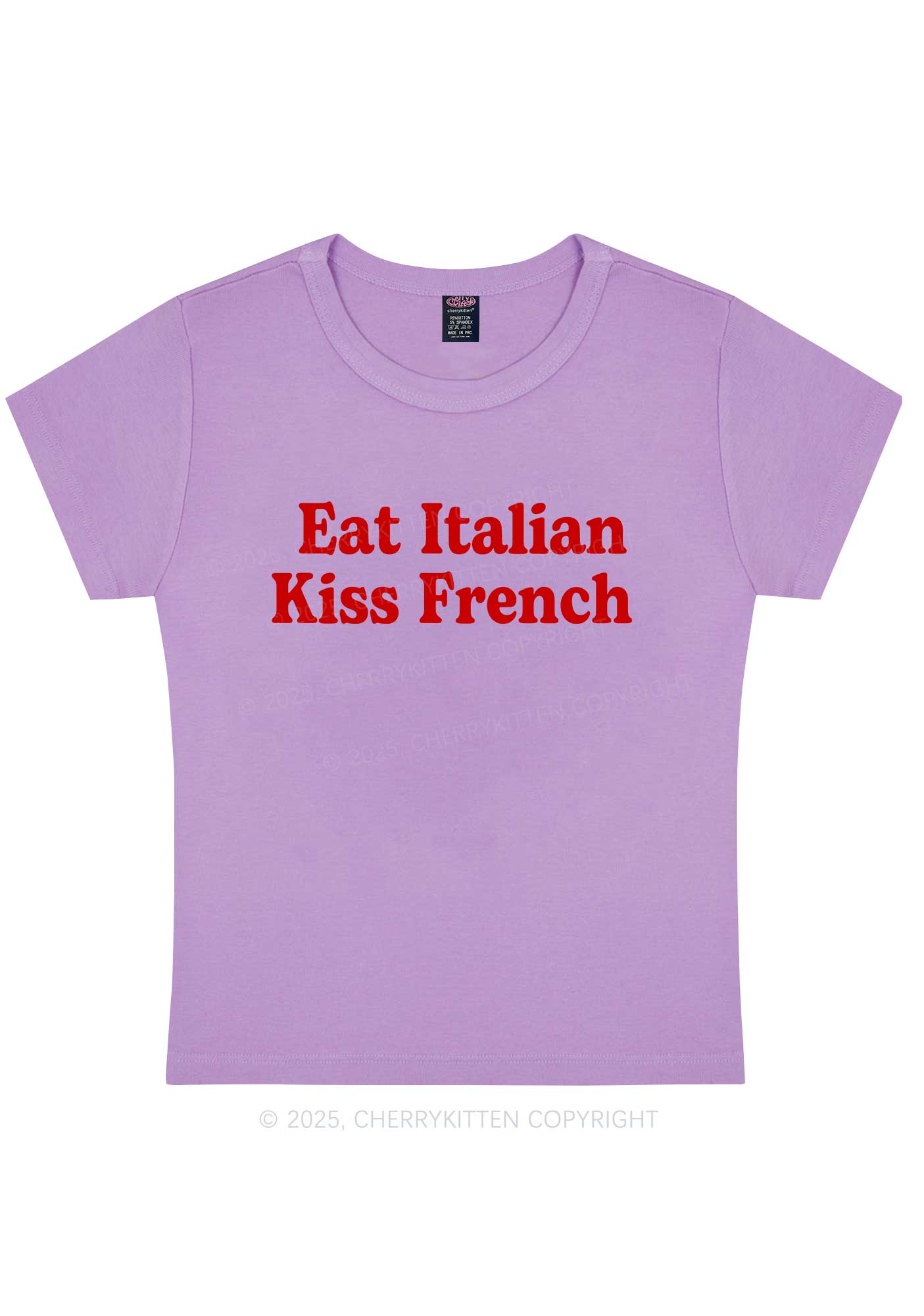 Eat Italian Kiss French Y2K Baby Tee Cherrykitten