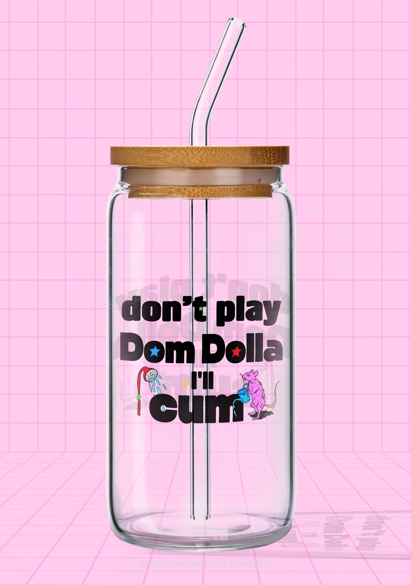 Do Not Play Dom Y2K Printed Glass Cup Cherrykitten