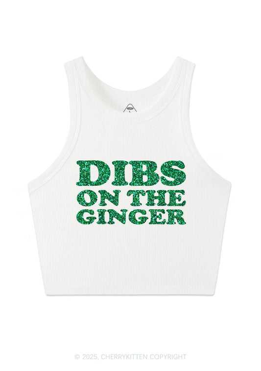 Glitter Dibs On The Ginger St Patricks Y2K Crop Tank Top Cherrykitten