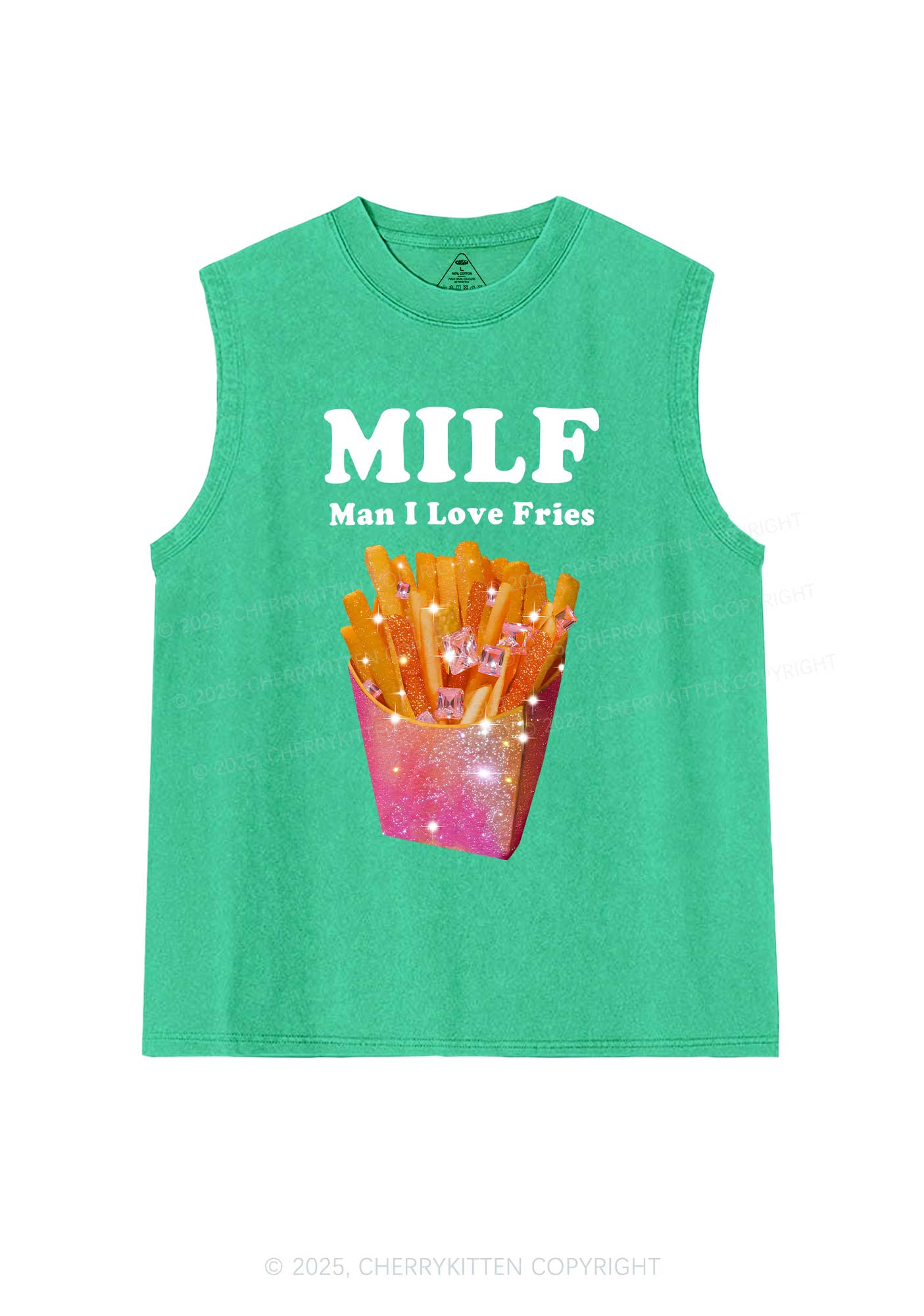 Man I Love Fries Y2K Washed Muscle Tank Cherrykitten